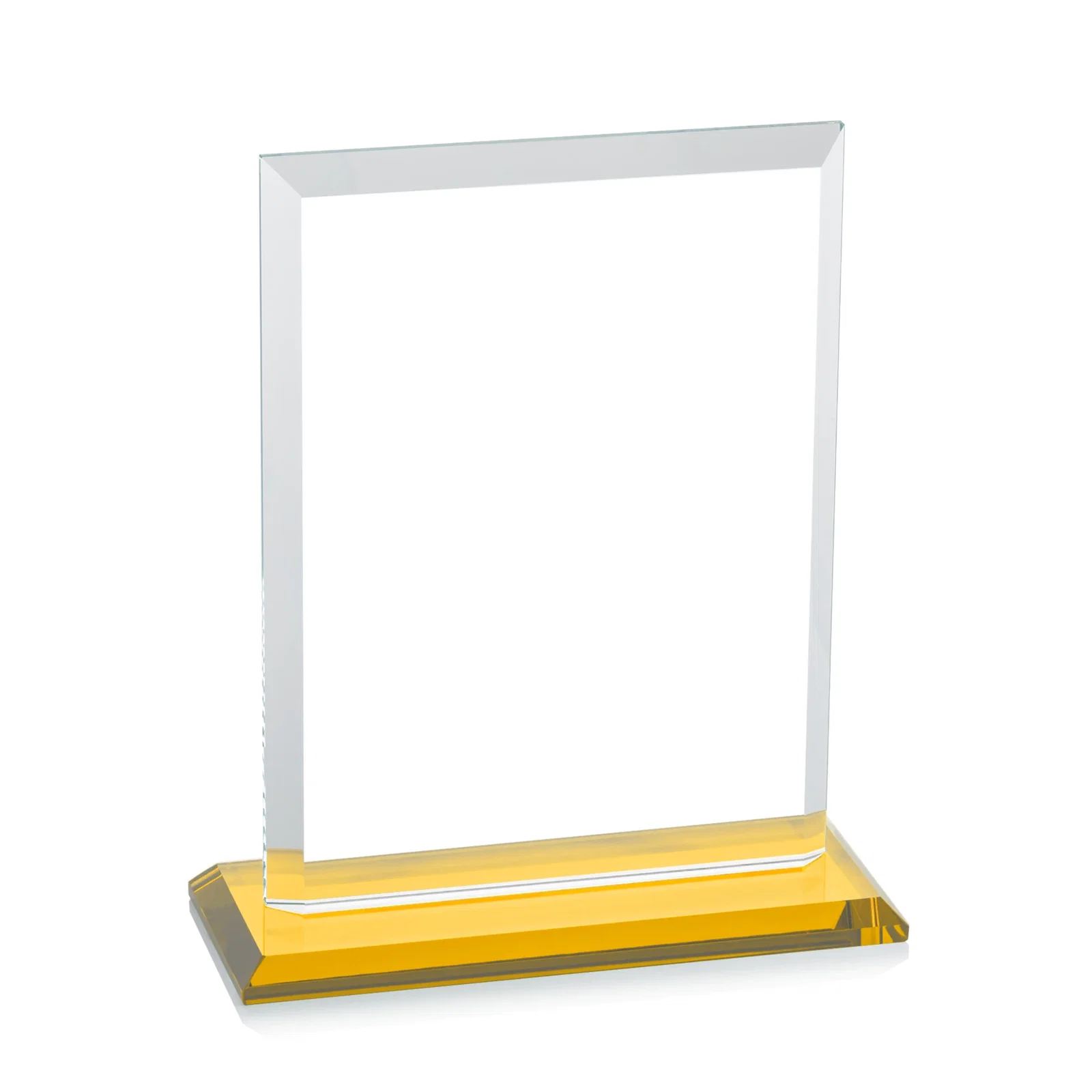 Customized Starfire Crystal Rectangle Award, Beveled Every Edge, White Base, awards, with your logo for company anniversary events