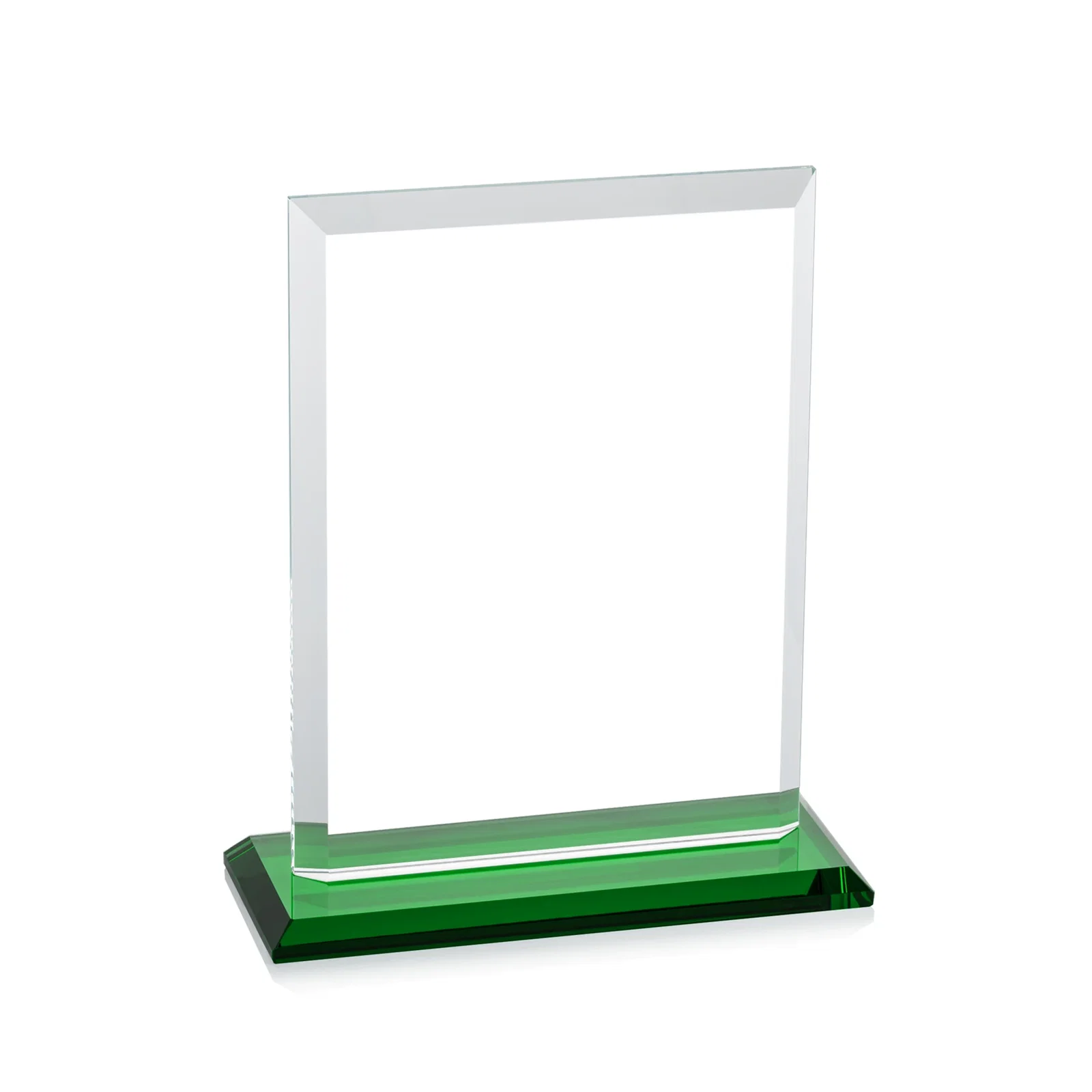 Custom engraved Starfire Crystal Rectangle Award, Beveled Every Edge, White Base, awards, with your logo for service anniversary gifts