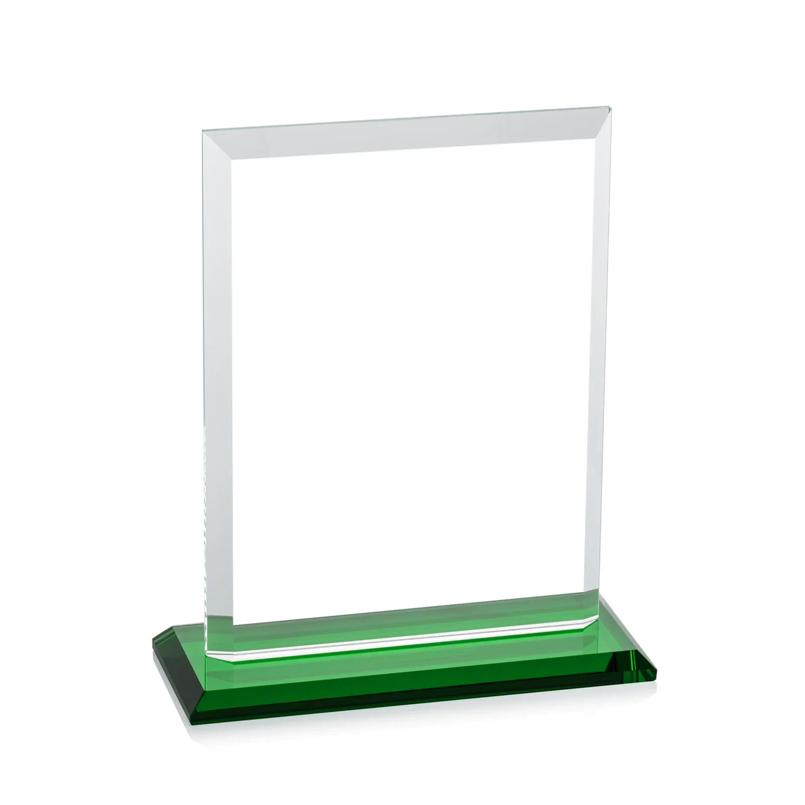 Custom engraved Starfire Crystal Rectangle Award, Beveled Every Edge, White Base, awards, with your logo for sales achievement awards
