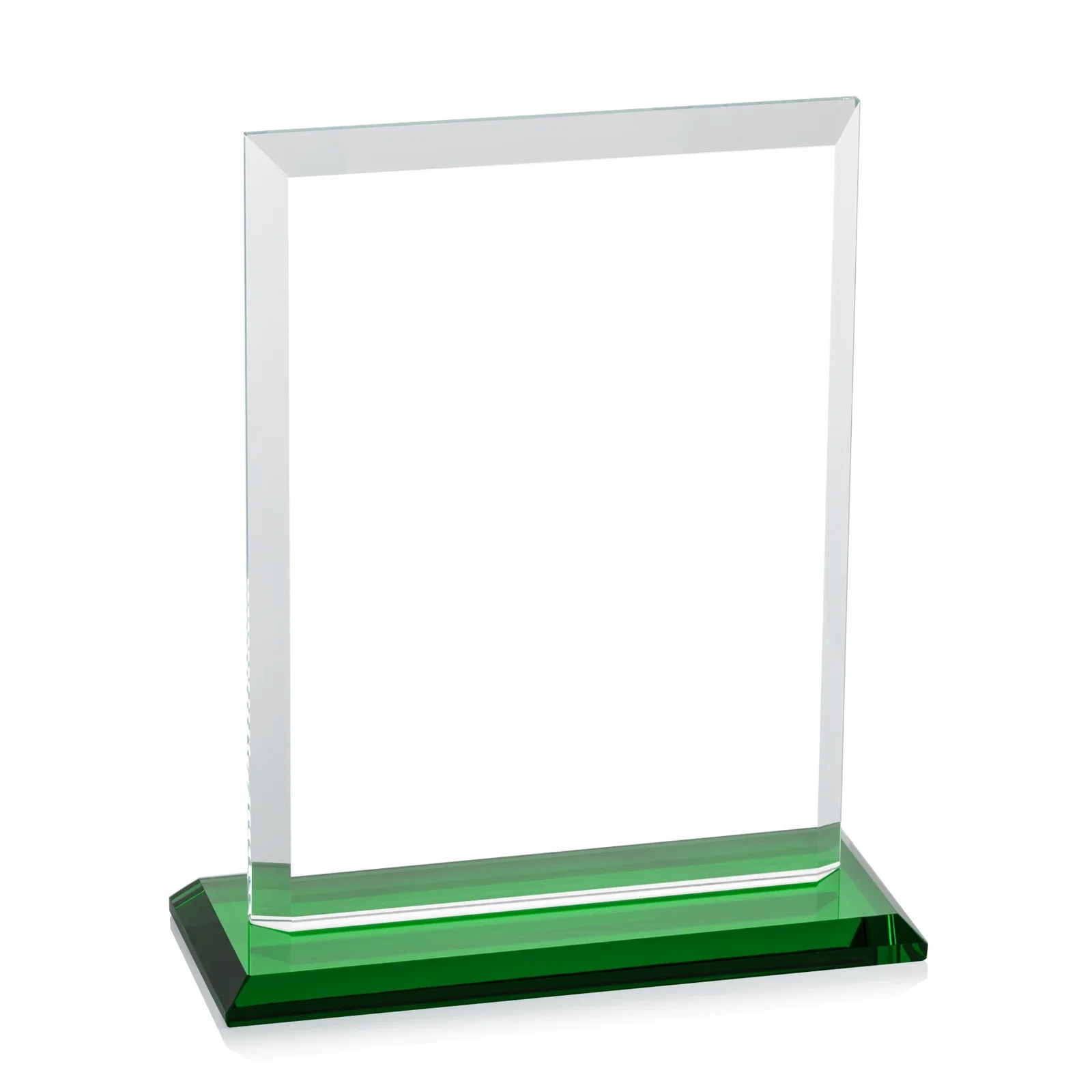 Custom engraved Starfire Crystal Rectangle Award, Beveled Every Edge, White Base, awards, with your logo for team milestone celebrations