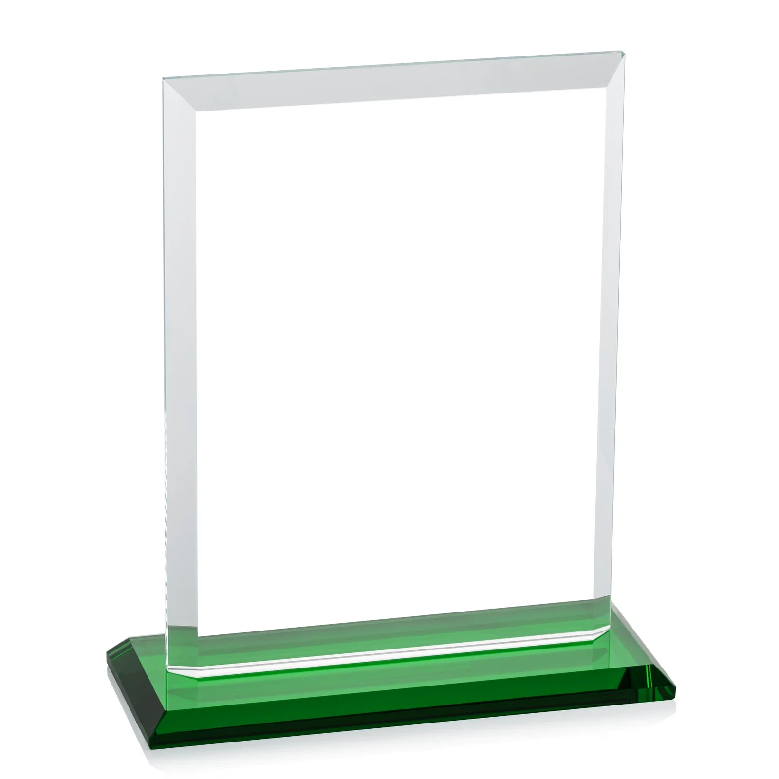 Custom engraved Starfire Crystal Rectangle Award, Beveled Every Edge, White Base, awards, with your logo for donor appreciation
