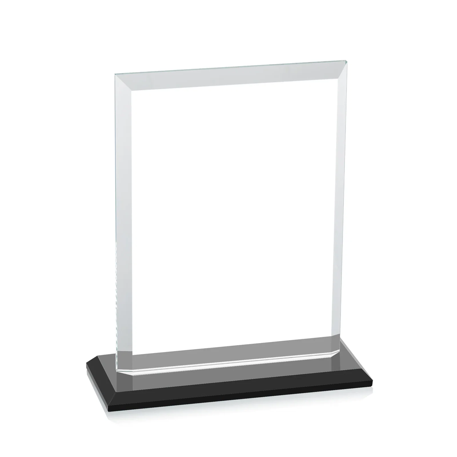 Custom engraved Starfire Crystal Rectangle Award, Beveled Every Edge, White Base, awards, with your logo for safety achievement programs