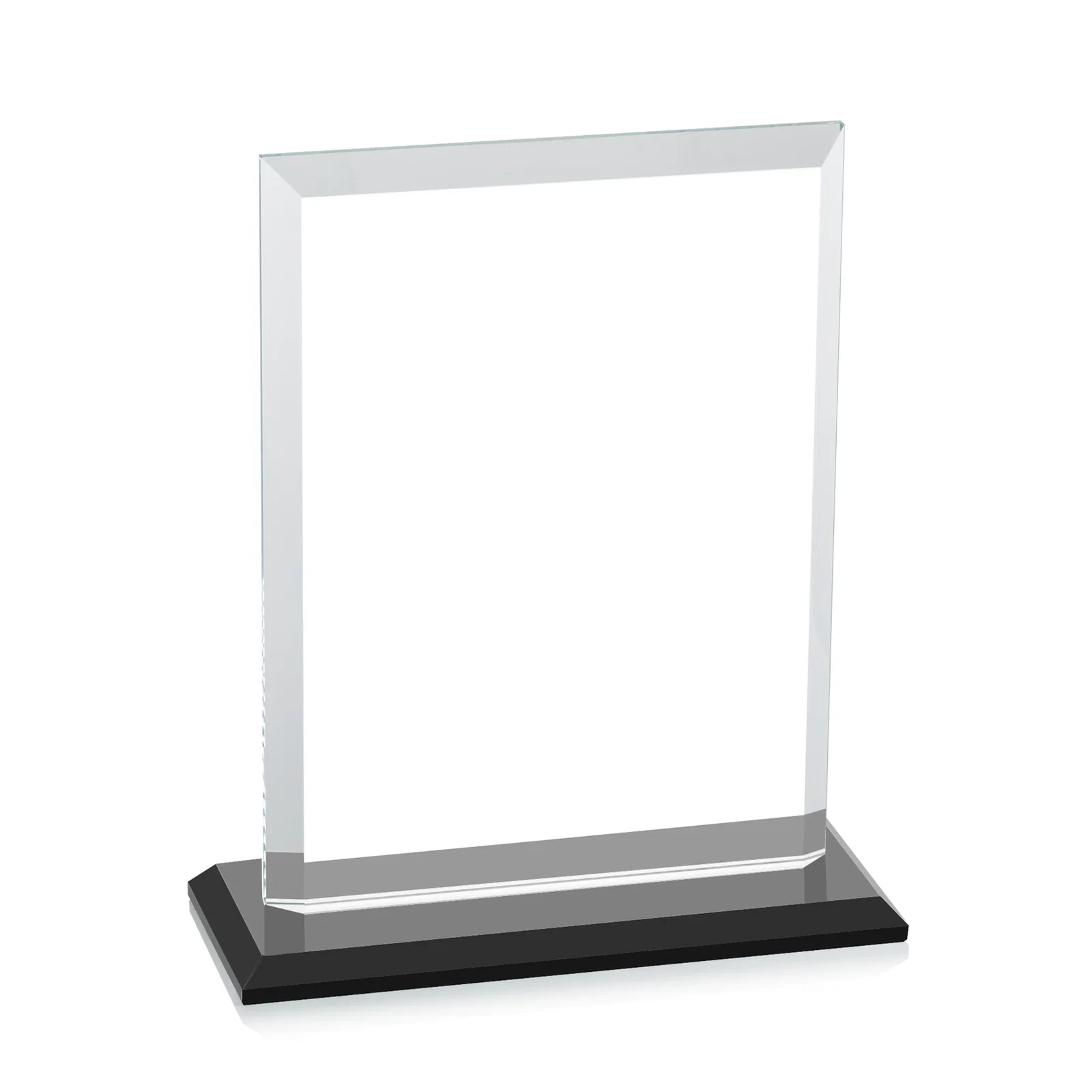 Custom engraved Starfire Crystal Rectangle Award, Beveled Every Edge, White Base, awards, with your logo for volunteer appreciation