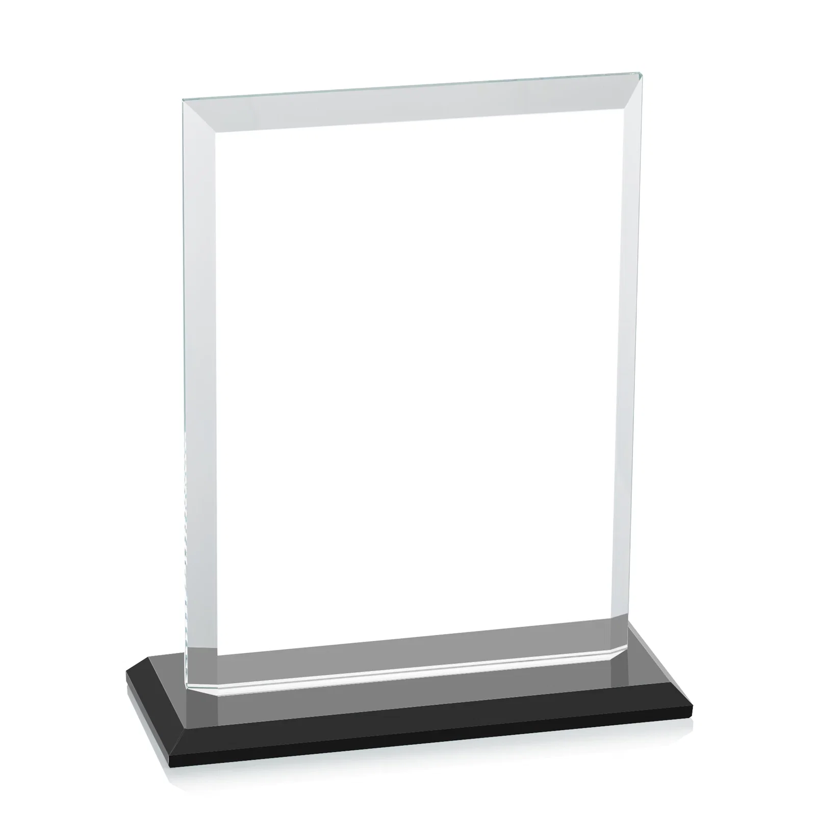 Custom engraved Starfire Crystal Rectangle Award, Beveled Every Edge, White Base, awards, with your logo for dealer and partner awards