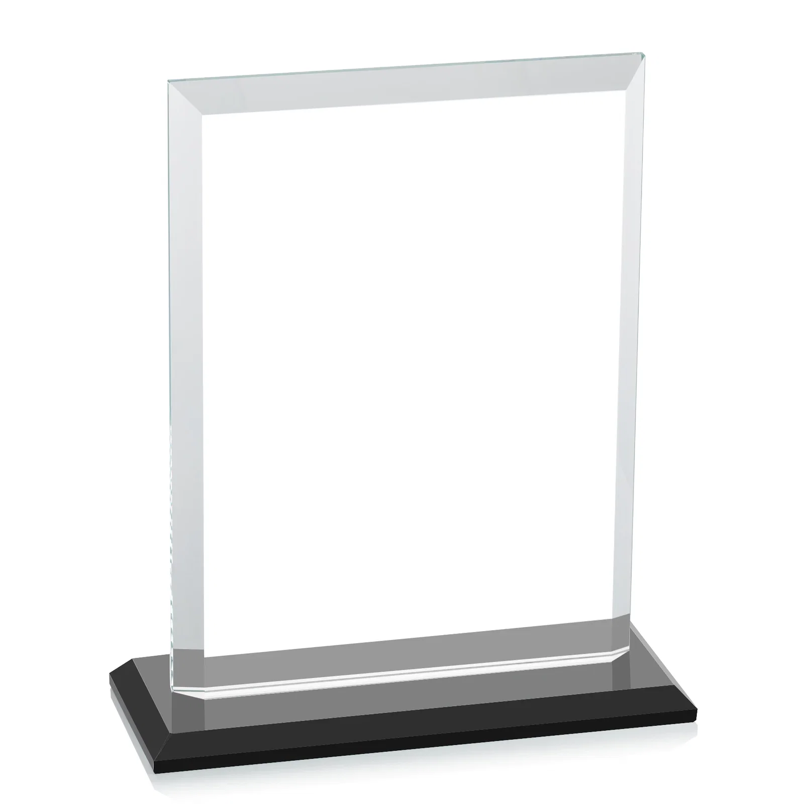 Custom engraved Starfire Crystal Rectangle Award, Beveled Every Edge, White Base, awards, with your logo for company anniversary events