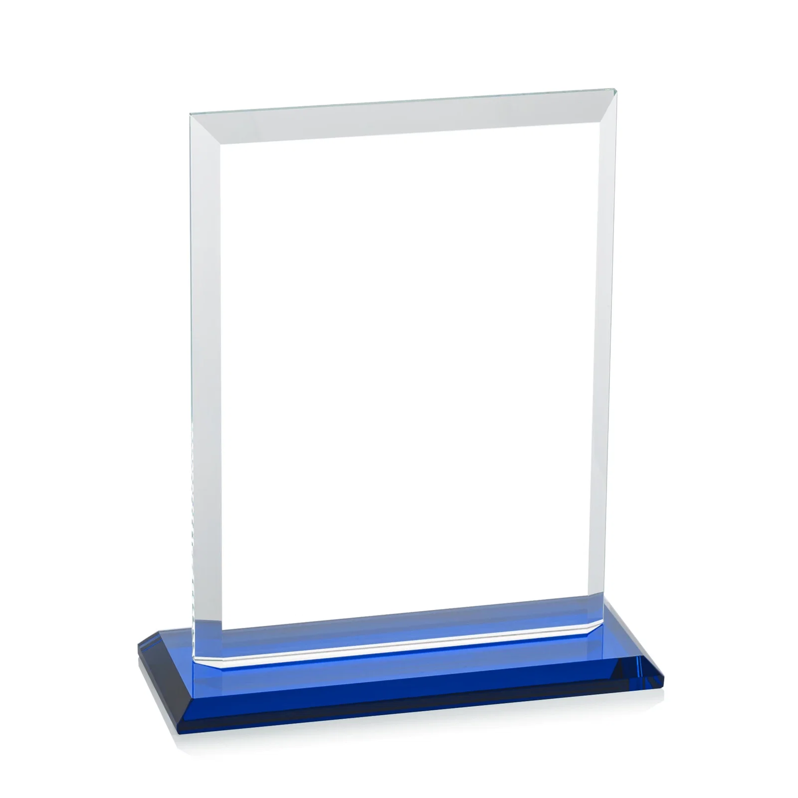 Custom Starfire Crystal Rectangle Award, Beveled Every Edge, White Base, awards, with your company name for service anniversary gifts