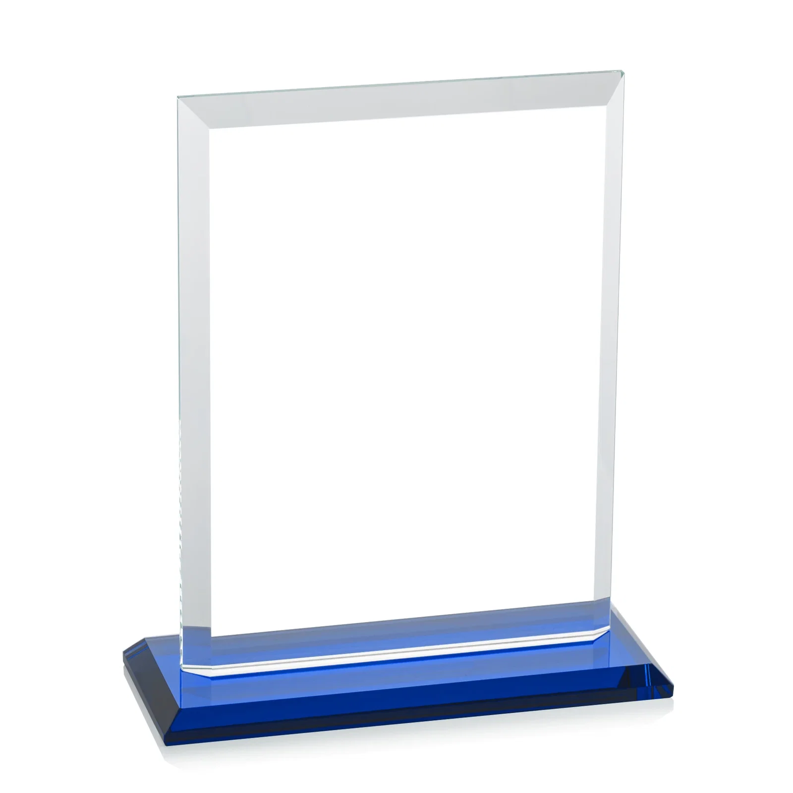 Custom Starfire Crystal Rectangle Award, Beveled Every Edge, White Base, awards, with your company name for sales achievement awards