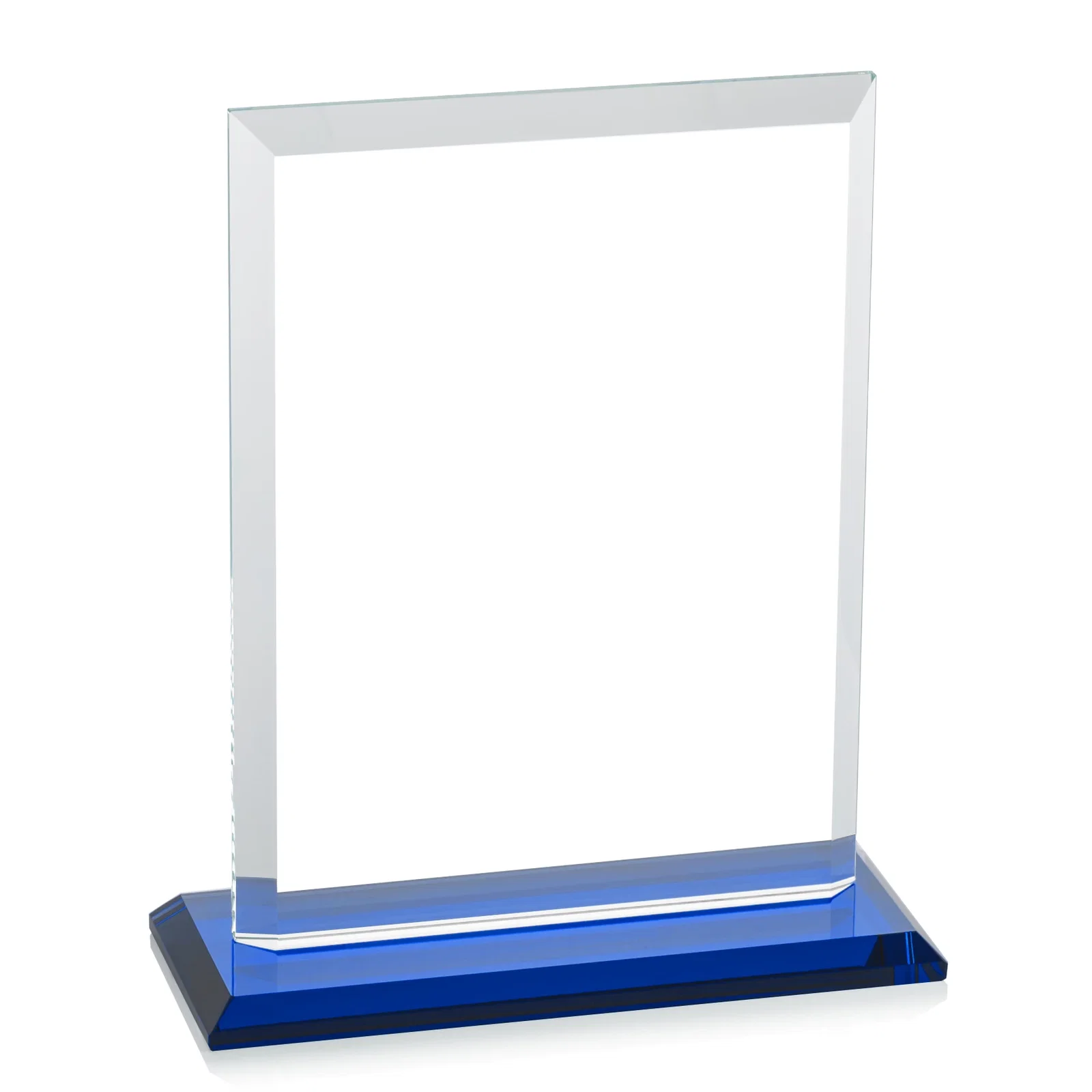 Custom Starfire Crystal Rectangle Award, Beveled Every Edge, White Base, awards, with your company name for retirement presentations