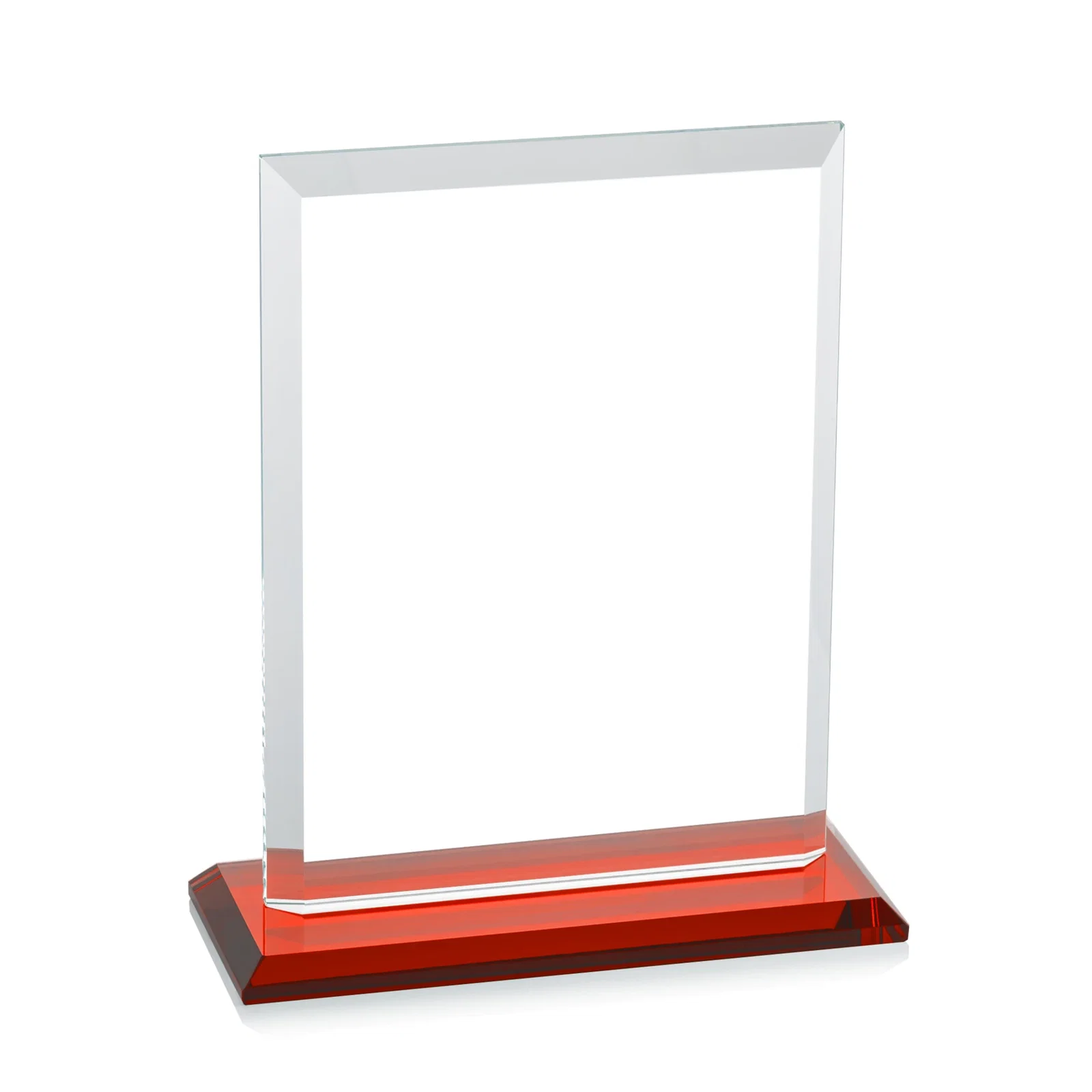 Custom Starfire Crystal Rectangle Award, Beveled Every Edge, White Base, awards, with your company name for graduation ceremonies