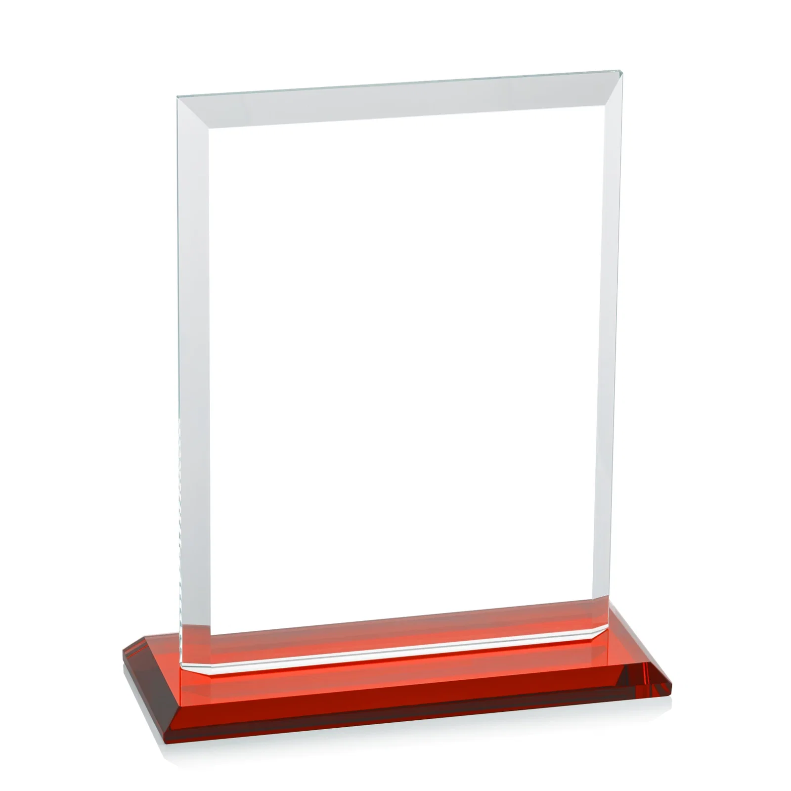 Custom Starfire Crystal Rectangle Award, Beveled Every Edge, White Base, awards, with your company name for safety achievement programs