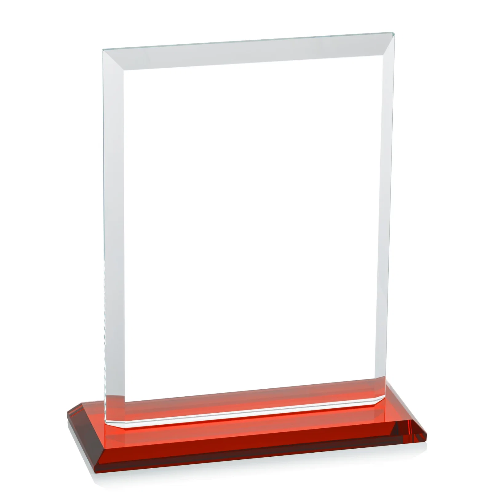Custom Starfire Crystal Rectangle Award, Beveled Every Edge, White Base, awards, with your company name for volunteer appreciation