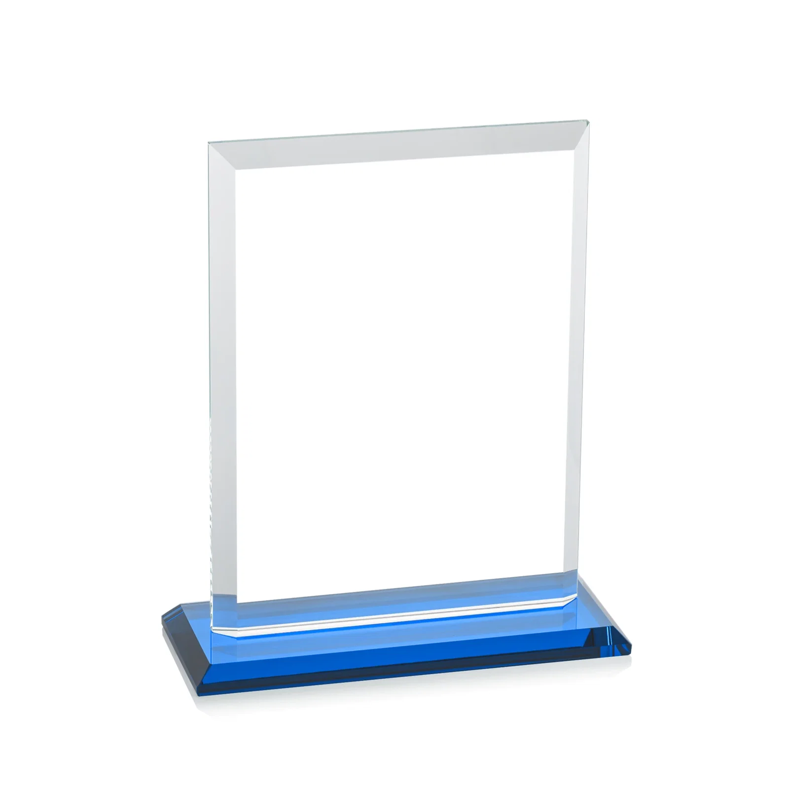 Custom Starfire Crystal Rectangle Award, Beveled Every Edge, White Base, awards, with your company name for dealer and partner awards