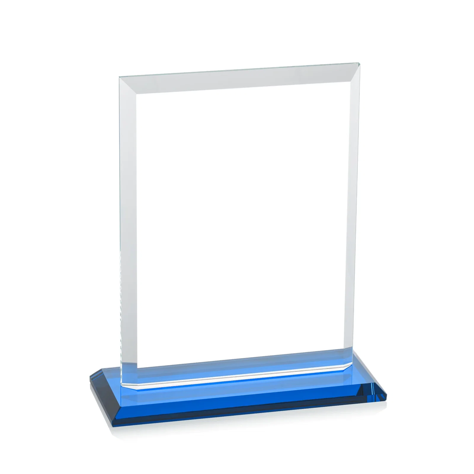 Custom Starfire Crystal Rectangle Award, Beveled Every Edge, White Base, awards, with your company name for company anniversary events