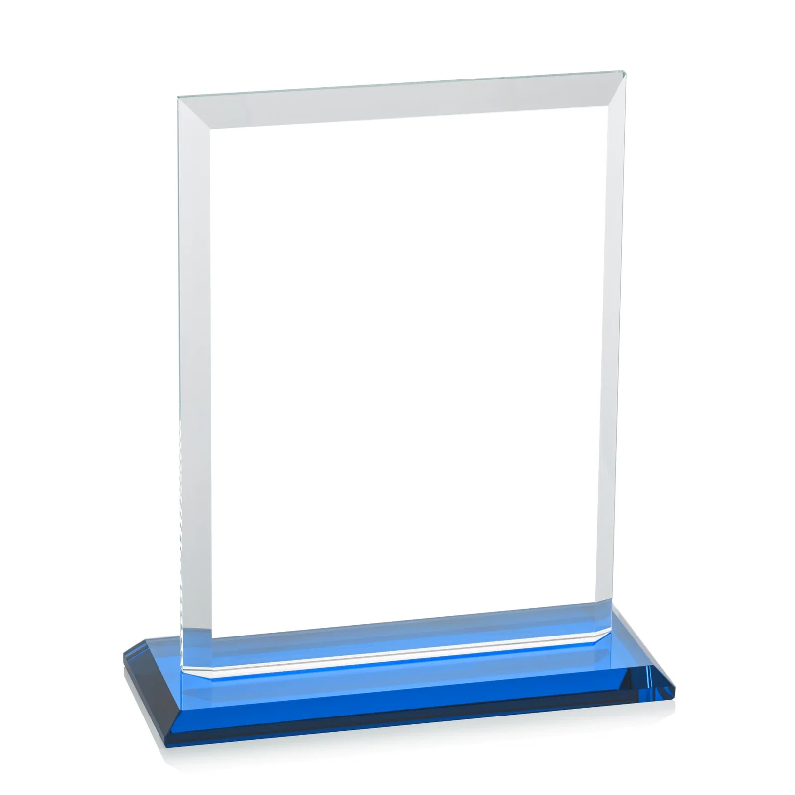 Personalized Starfire Crystal Rectangle Award, Beveled Every Edge, White Base, awards, with your company name for corporate award ceremonies