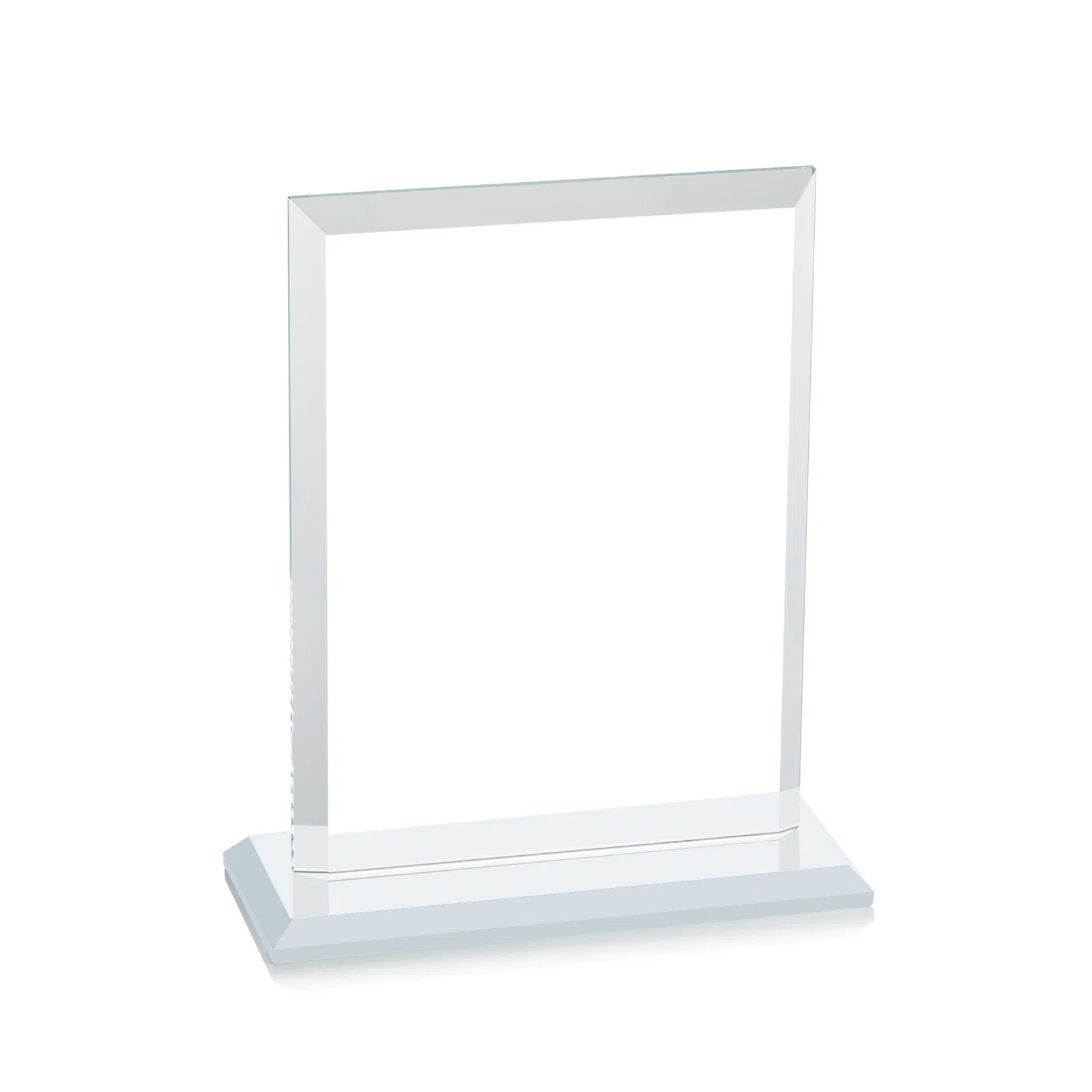 Personalized Starfire Crystal Rectangle Award, Beveled Every Edge, White Base, awards, with your company name for sales achievement awards