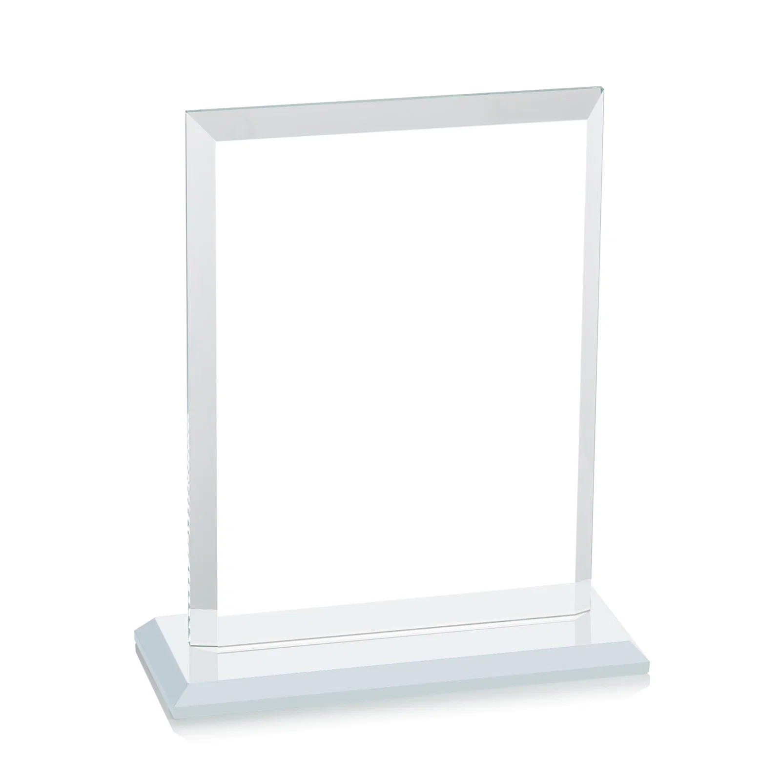 Personalized Starfire Crystal Rectangle Award, Beveled Every Edge, White Base, awards, with your company name for team milestone celebrations