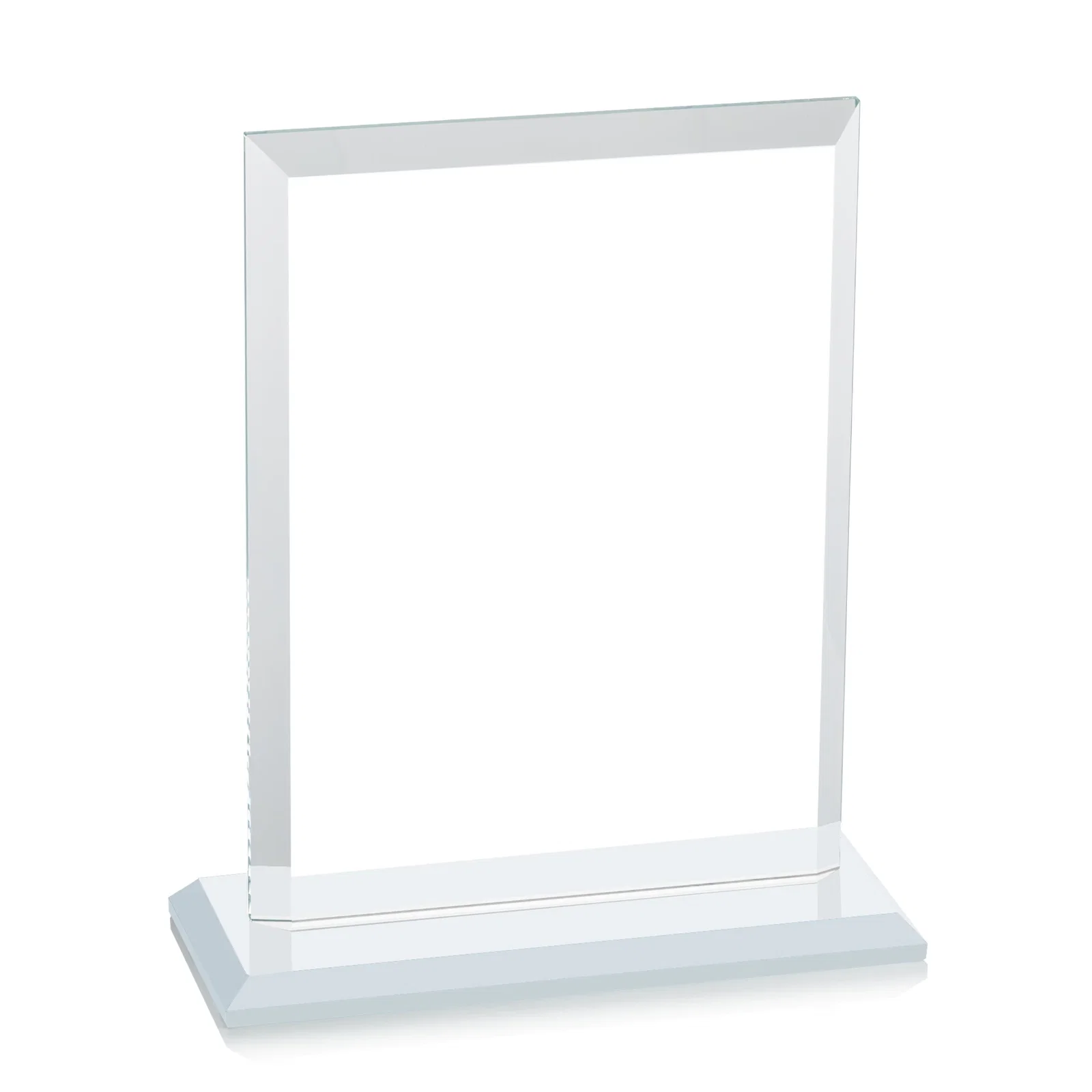 Personalized Starfire Crystal Rectangle Award, Beveled Every Edge, White Base, awards, with your company name for donor appreciation