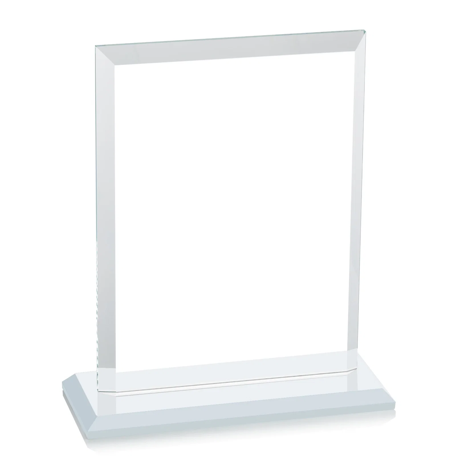 Personalized Starfire Crystal Rectangle Award, Beveled Every Edge, White Base, awards, with your company name for graduation ceremonies