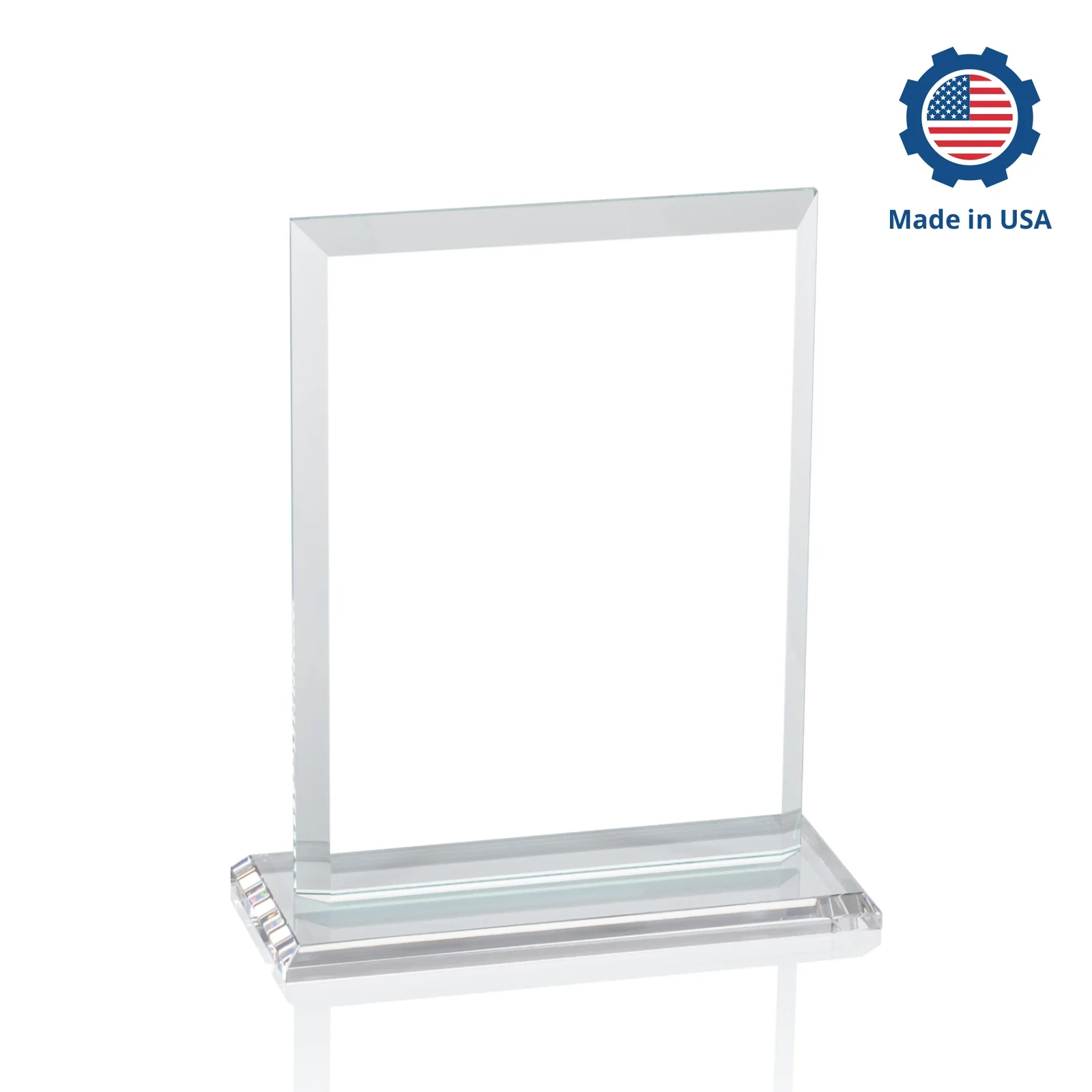 Personalized Starfire Crystal Rectangle Award, Beveled Every Edge, White Base, awards, with your company name for safety achievement programs