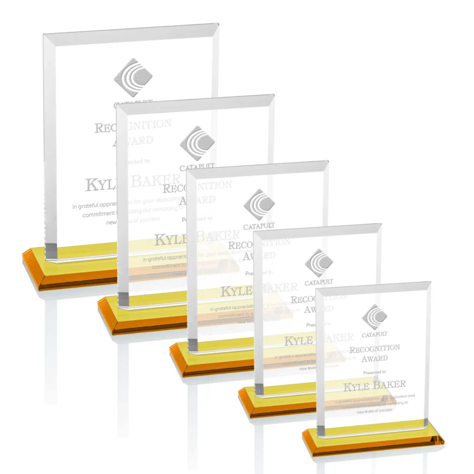 Personalized Starfire Crystal Rectangle Award, Beveled Every Edge, White Base, awards for donor appreciation