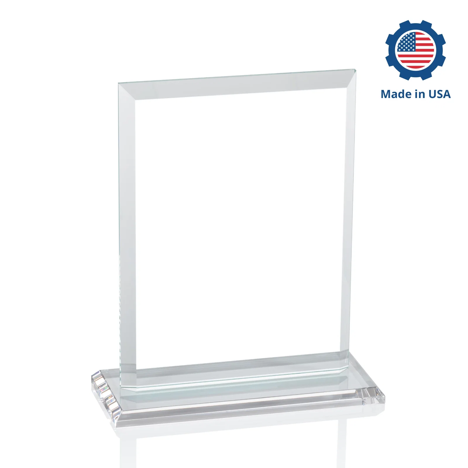 Personalized Starfire Crystal Rectangle Award, Beveled Every Edge, White Base, awards, with your company name for volunteer appreciation
