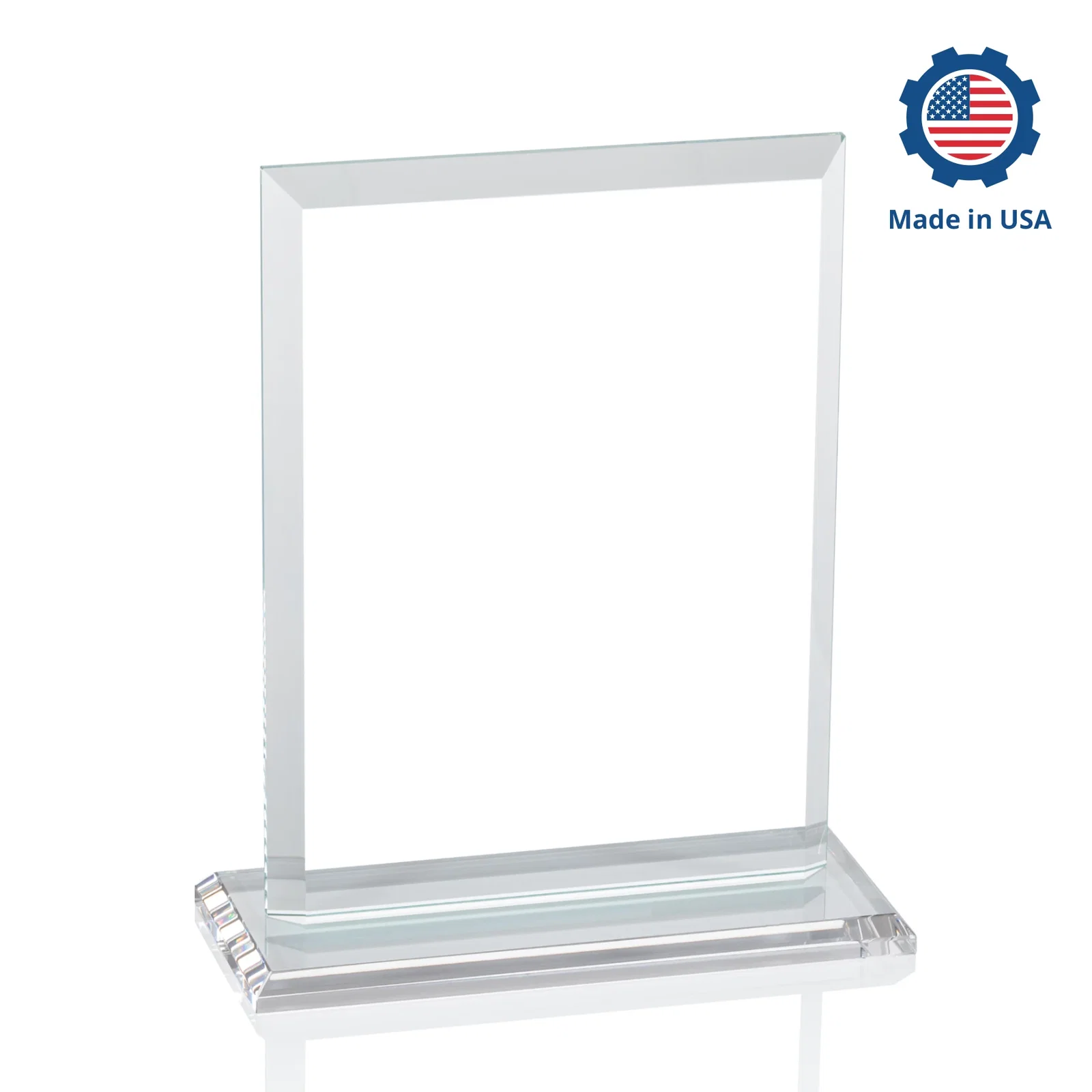 Personalized Starfire Crystal Rectangle Award, Beveled Every Edge, White Base, awards, with your company name for dealer and partner awards