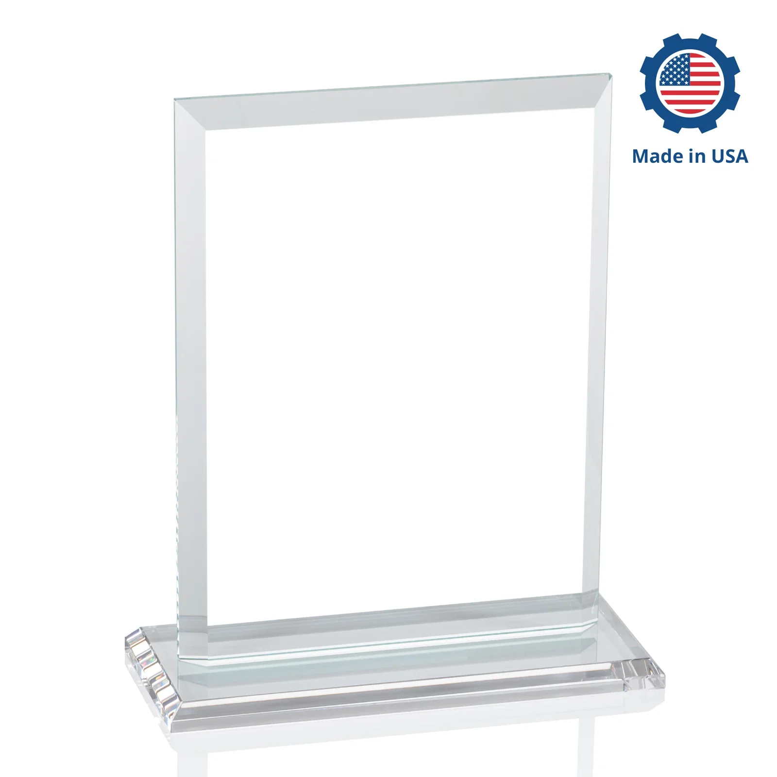 Personalized Starfire Crystal Rectangle Award, Beveled Every Edge, White Base, awards, with your company name for company anniversary events