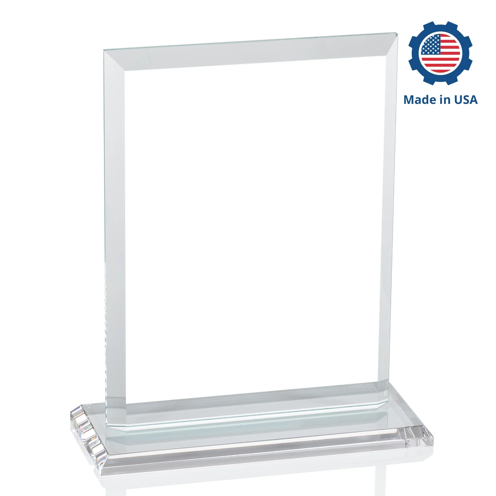 Promotional Starfire Crystal Rectangle Award, Beveled Every Edge, White Base, awards, with your company name for employee recognition