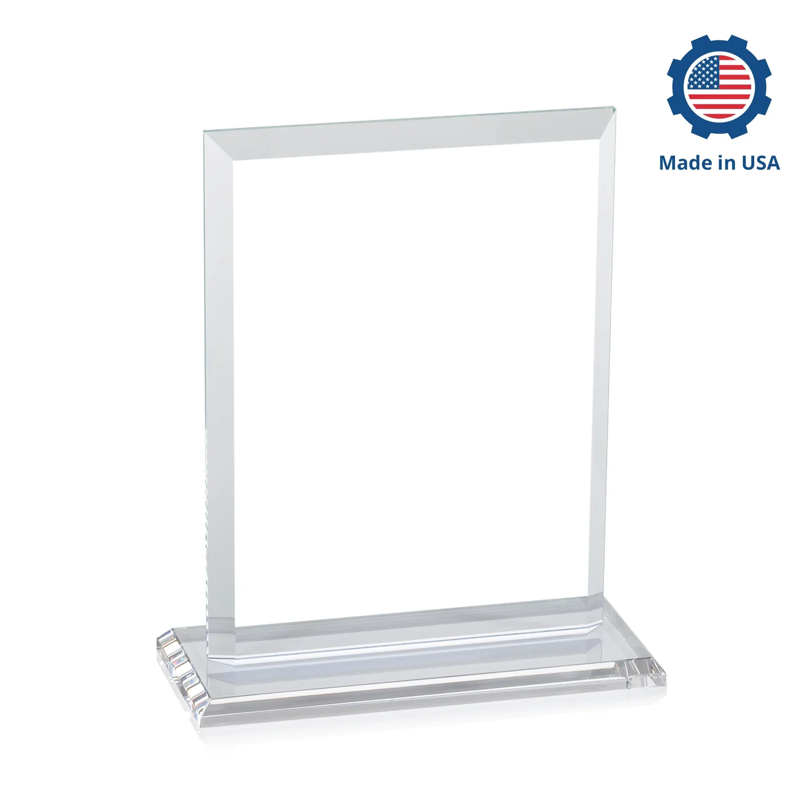 Promotional Starfire Crystal Rectangle Award, Beveled Every Edge, White Base, awards, with your company name for service anniversary gifts