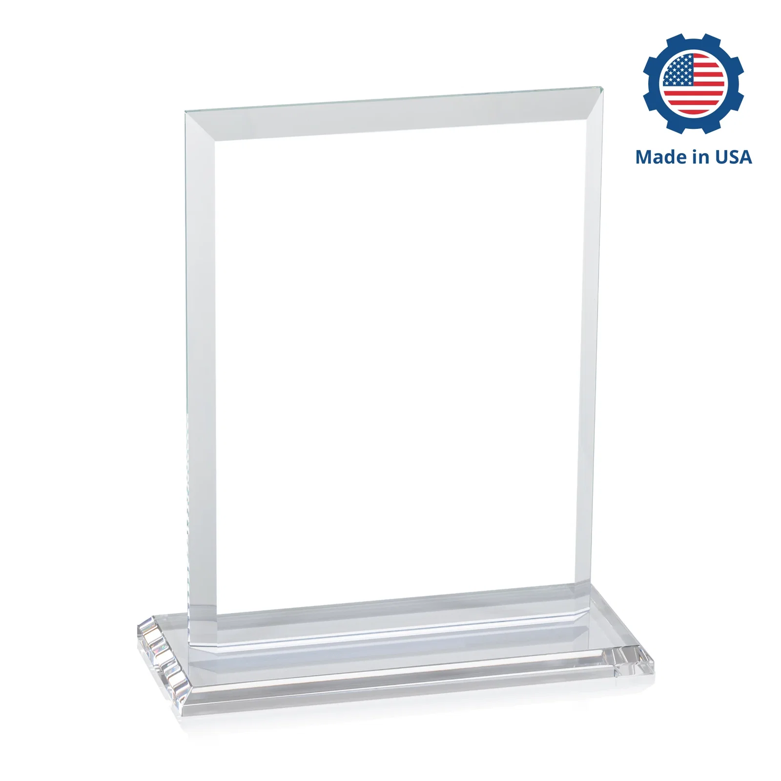 Promotional Starfire Crystal Rectangle Award, Beveled Every Edge, White Base, awards, with your company name for sales achievement awards