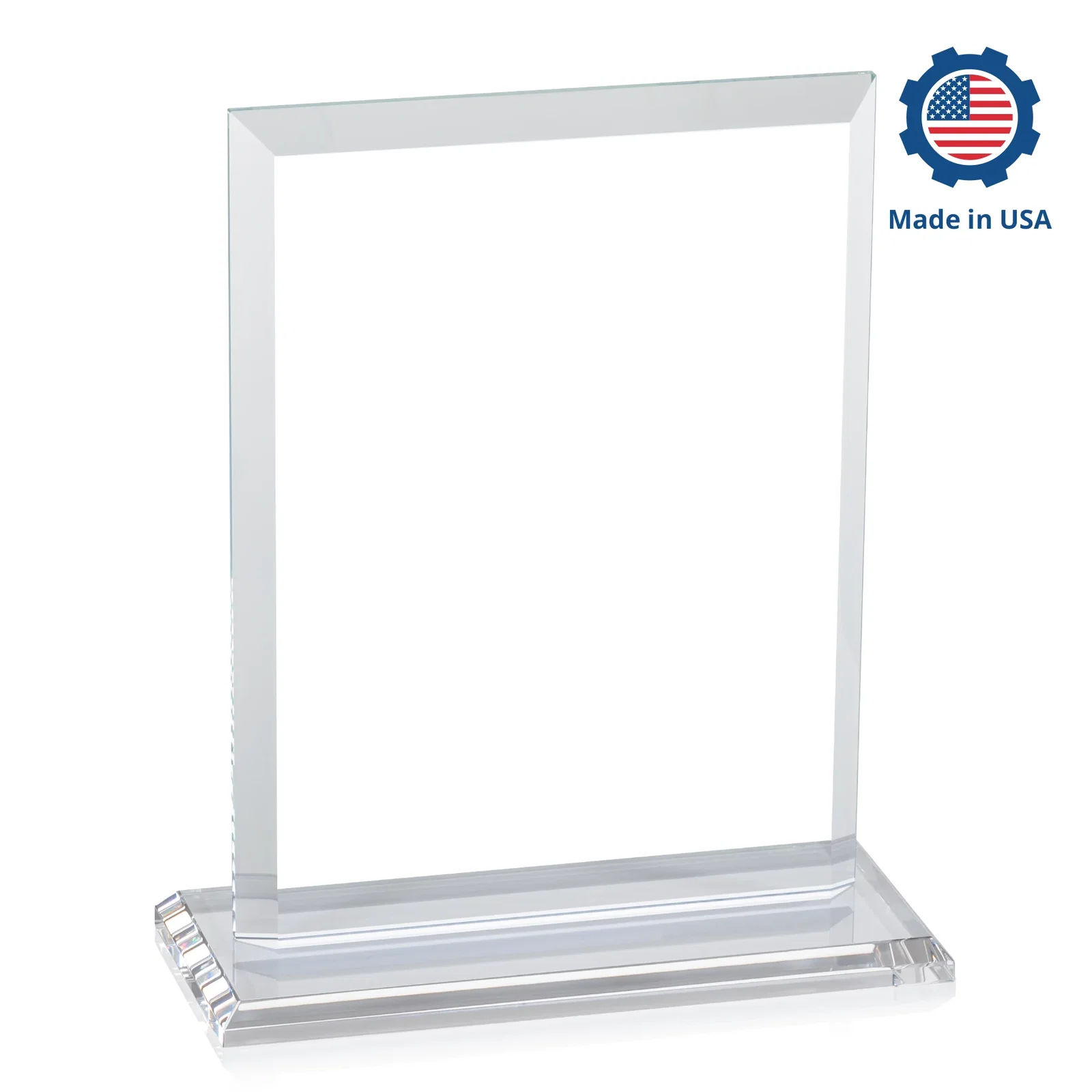 Promotional Starfire Crystal Rectangle Award, Beveled Every Edge, White Base, awards, with your company name for team milestone celebrations