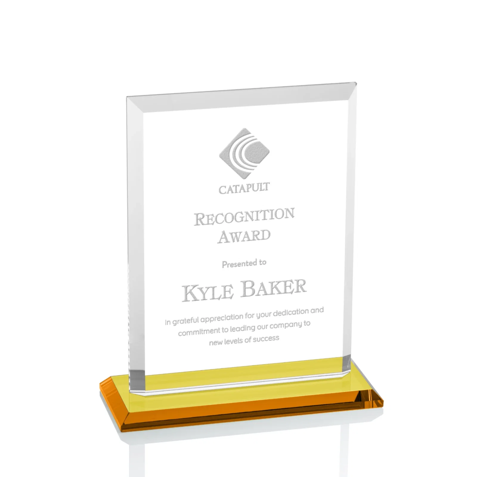 Personalized Starfire Crystal Rectangle Award, Beveled Every Edge, White Base, awards for graduation ceremonies