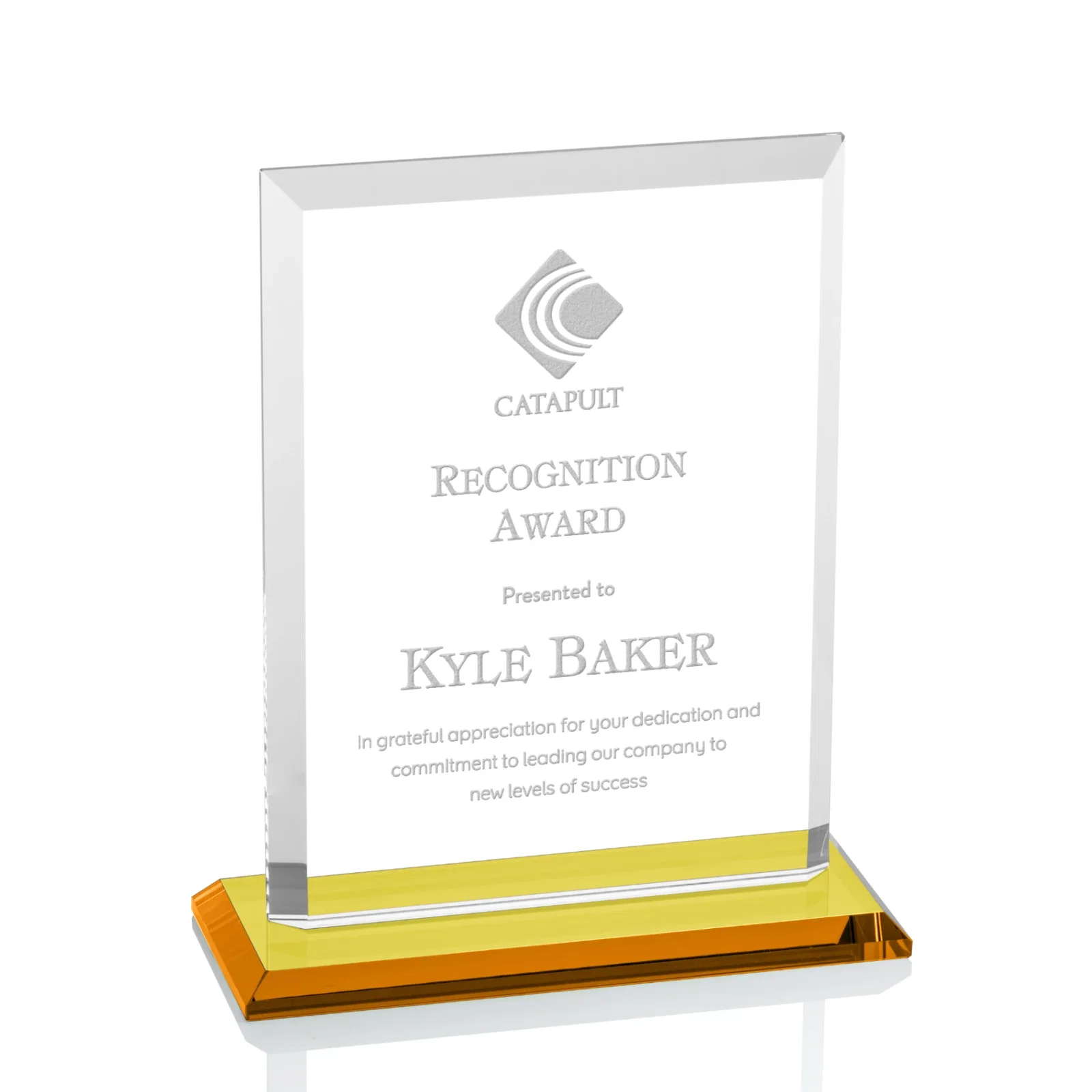 Personalized Starfire Crystal Rectangle Award, Beveled Every Edge, White Base, awards for volunteer appreciation