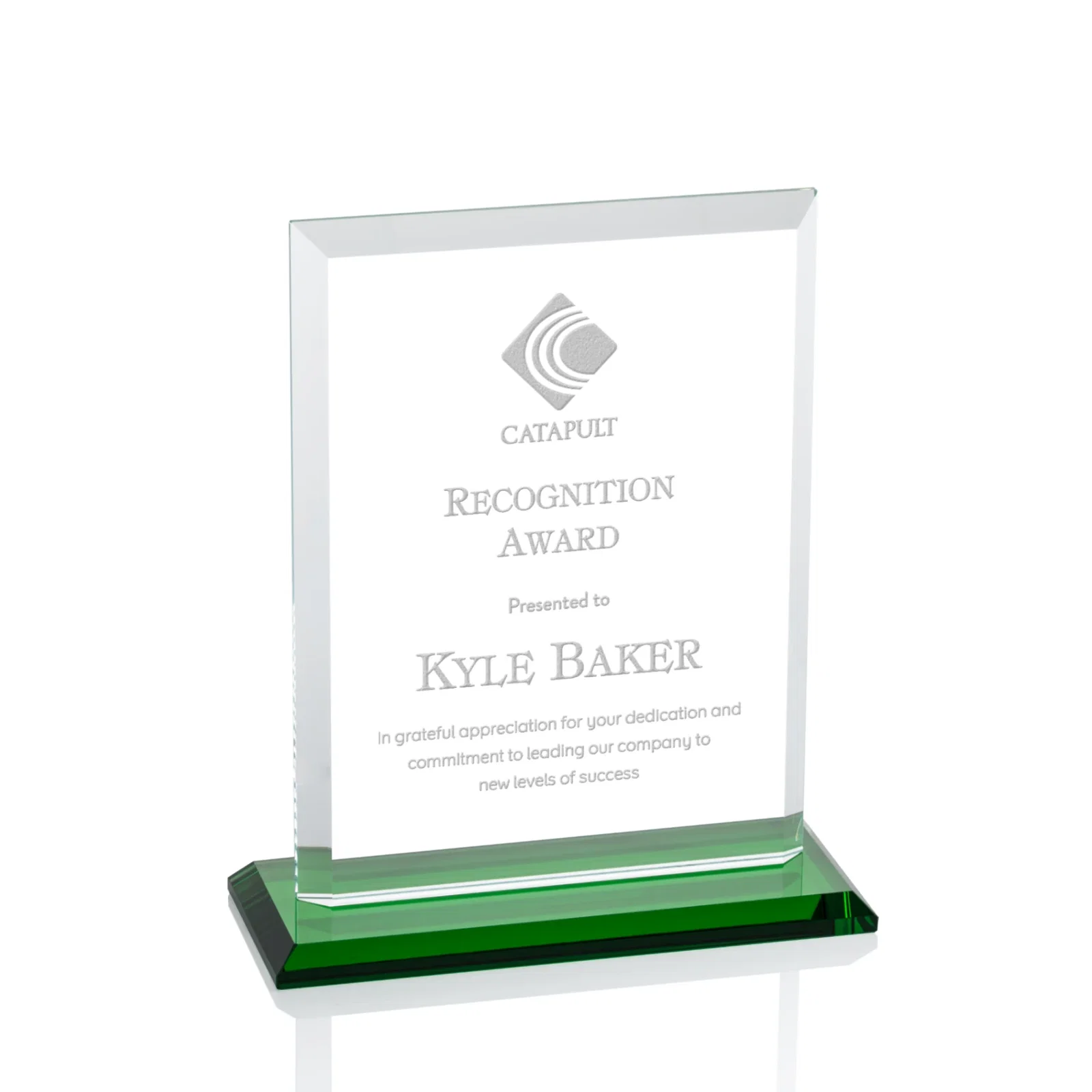 Promotional Starfire Crystal Rectangle Award, Beveled Every Edge, White Base, awards for corporate award ceremonies