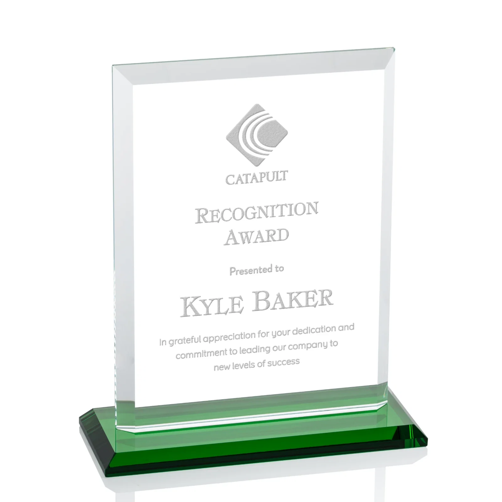 Promotional Starfire Crystal Rectangle Award, Beveled Every Edge, White Base, awards for retirement presentations