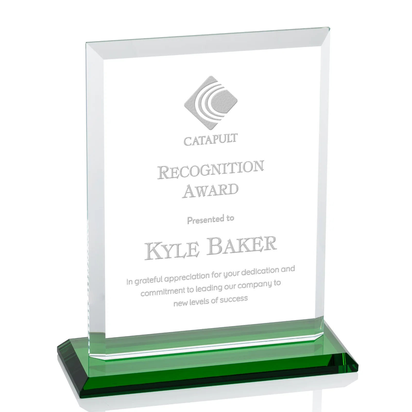 Promotional Starfire Crystal Rectangle Award, Beveled Every Edge, White Base, awards for team milestone celebrations