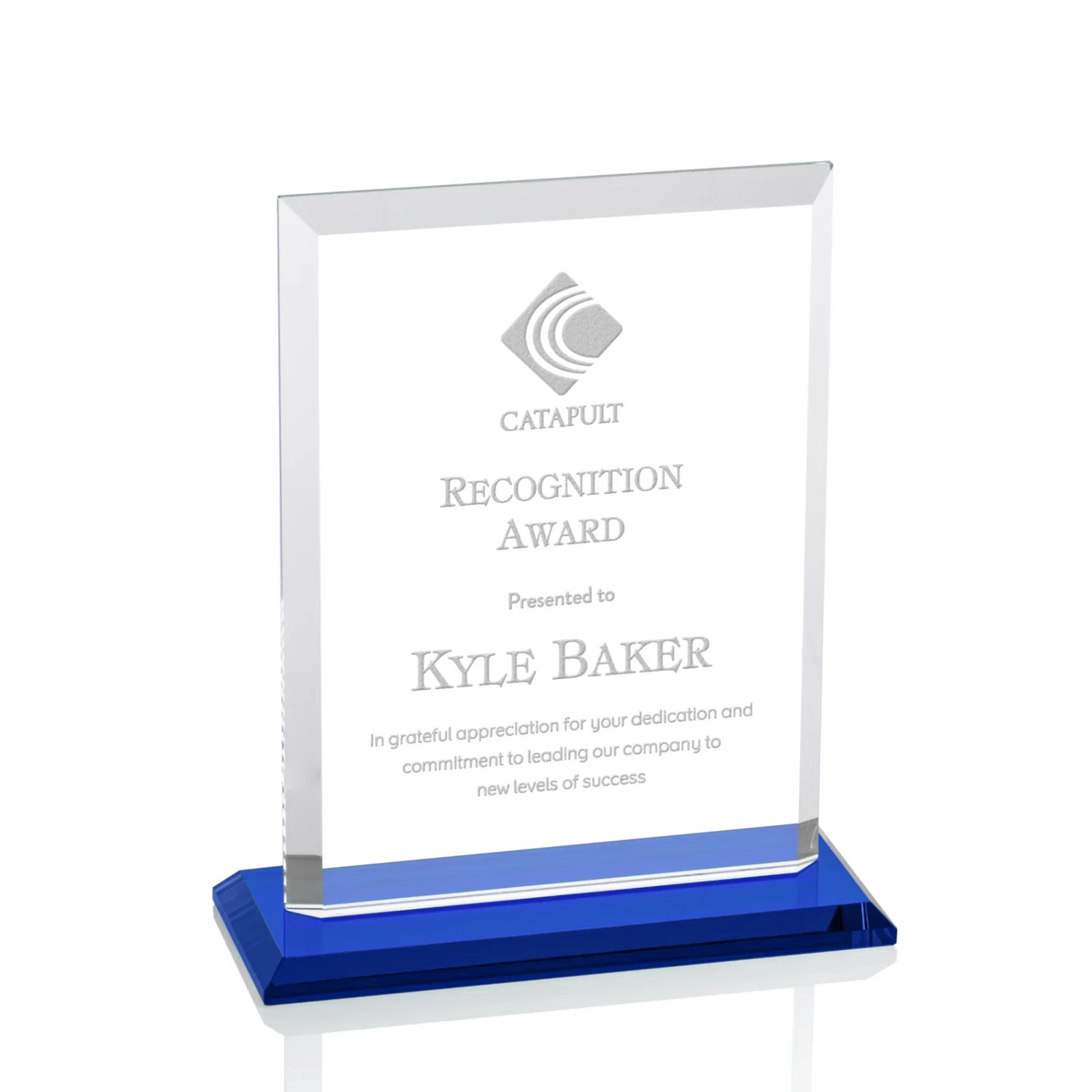 Promotional Starfire Crystal Rectangle Award, Beveled Every Edge, White Base, awards for safety achievement programs