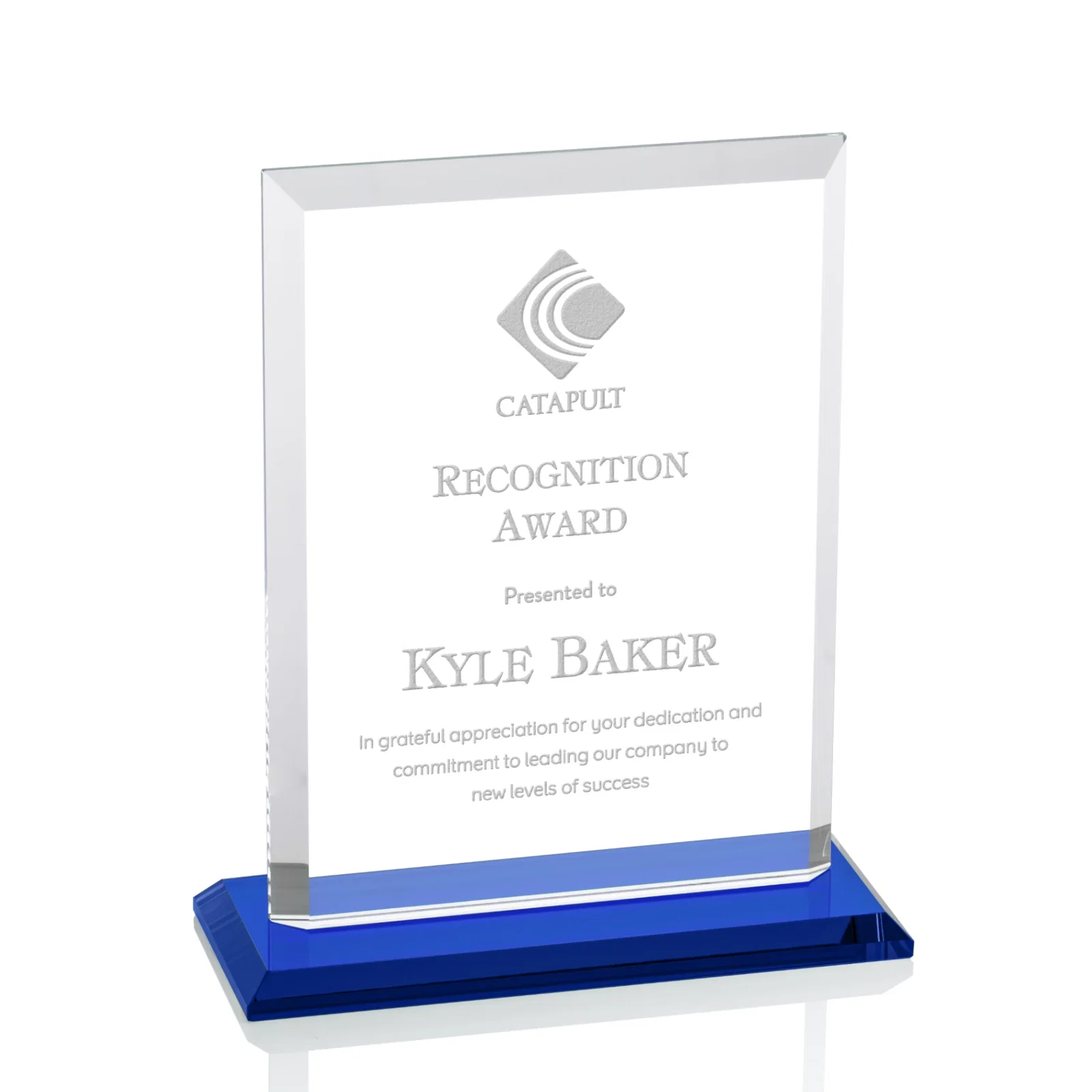 Promotional Starfire Crystal Rectangle Award, Beveled Every Edge, White Base, awards for volunteer appreciation