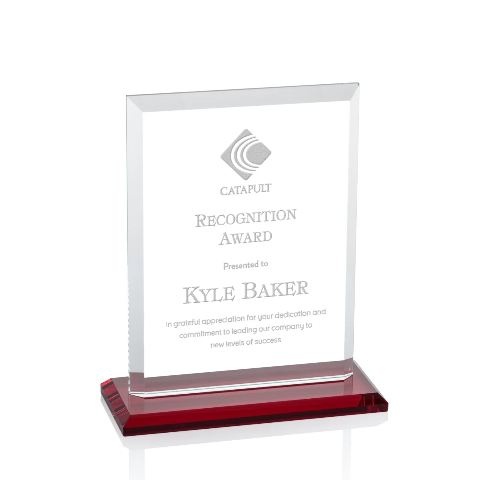 Branded Starfire Crystal Rectangle Award, Beveled Every Edge, White Base, awards for corporate award ceremonies