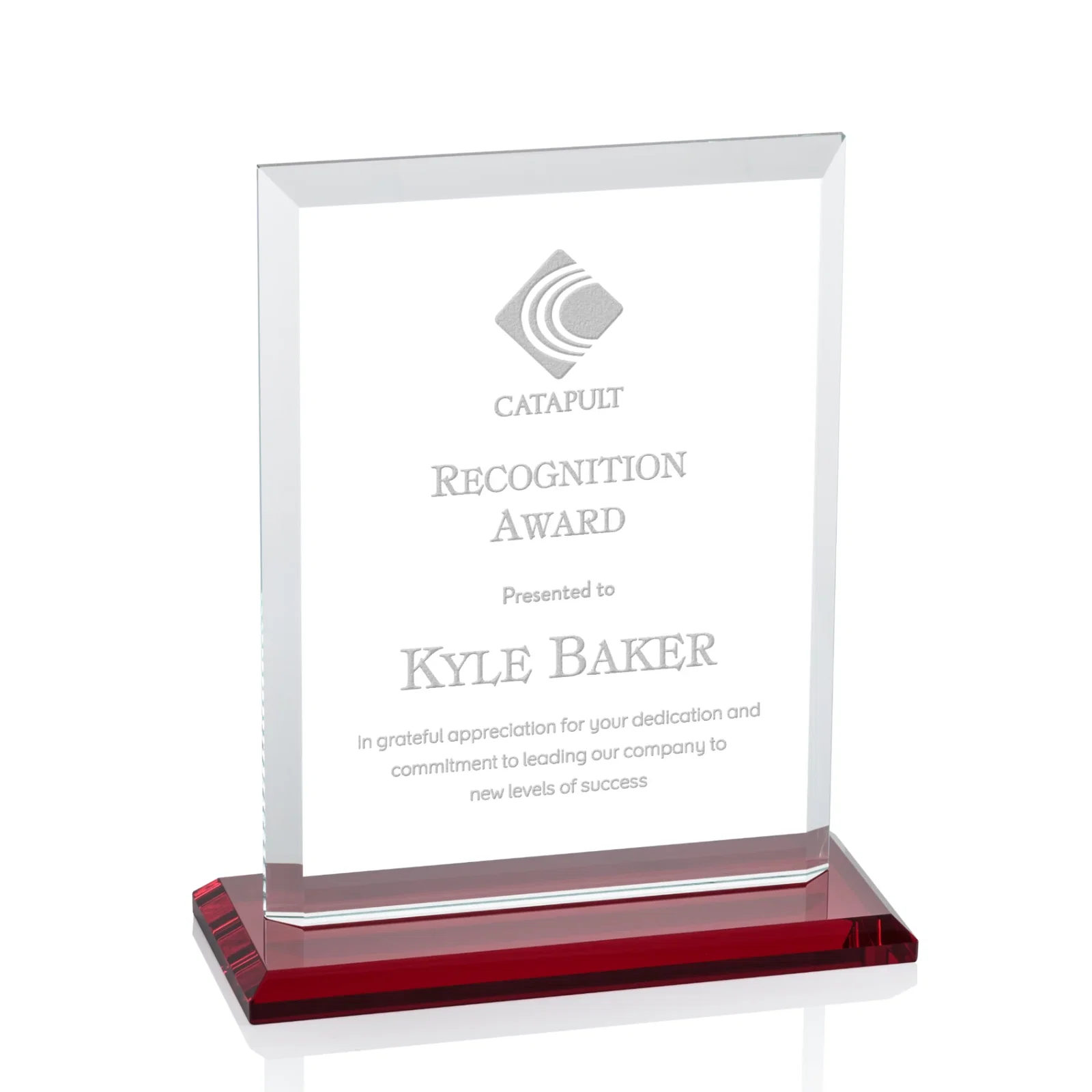 Branded Starfire Crystal Rectangle Award, Beveled Every Edge, White Base, awards for sales achievement awards