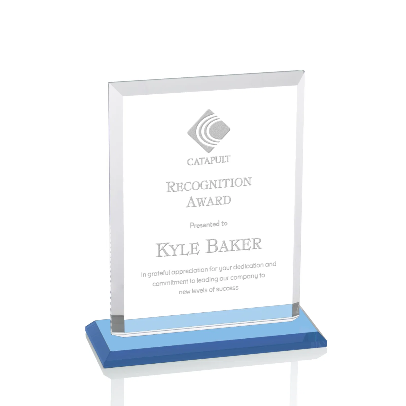 Branded Starfire Crystal Rectangle Award, Beveled Every Edge, White Base, awards for graduation ceremonies
