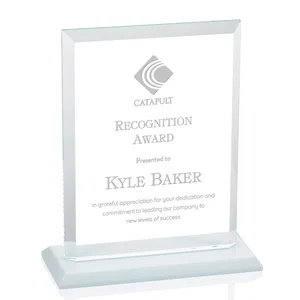 Starfire Crystal Rectangle Award, Beveled Every Edge, White Base