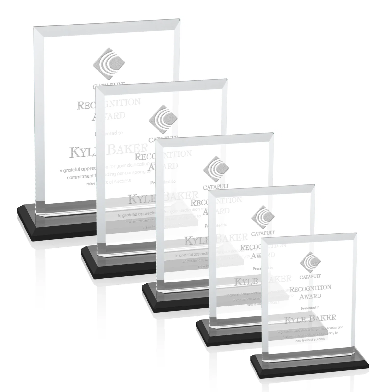Custom Starfire Crystal Rectangle Award, Beveled Every Edge, White Base, awards for donor appreciation