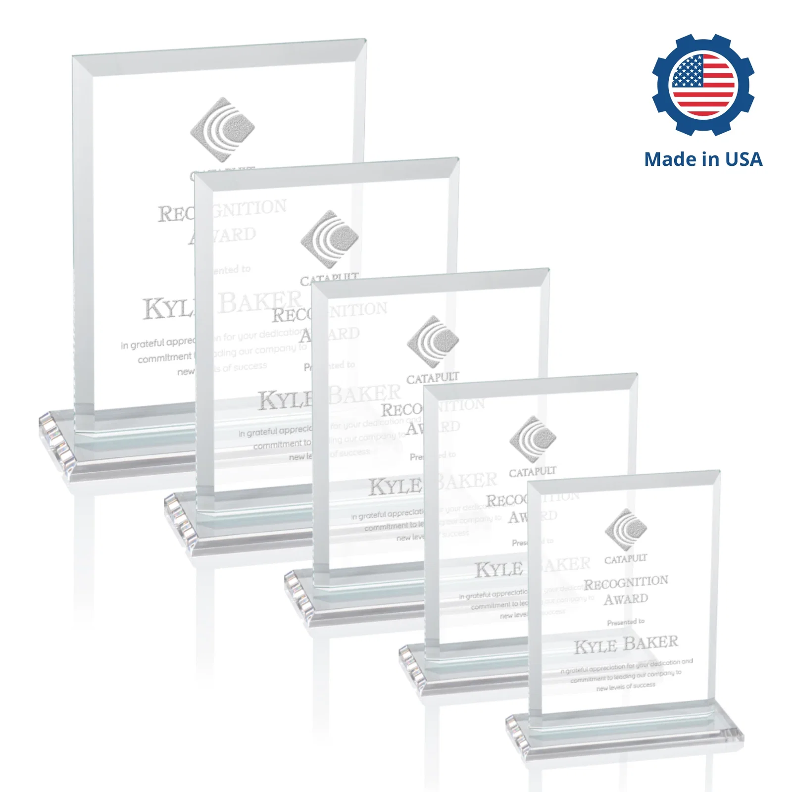 Personalized Starfire Crystal Rectangle Award, Beveled Every Edge, White Base, awards, with your logo for employee recognition