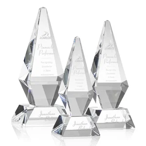 Optical Crystal Diamond Award with Cascading Bevels on Thick Base
