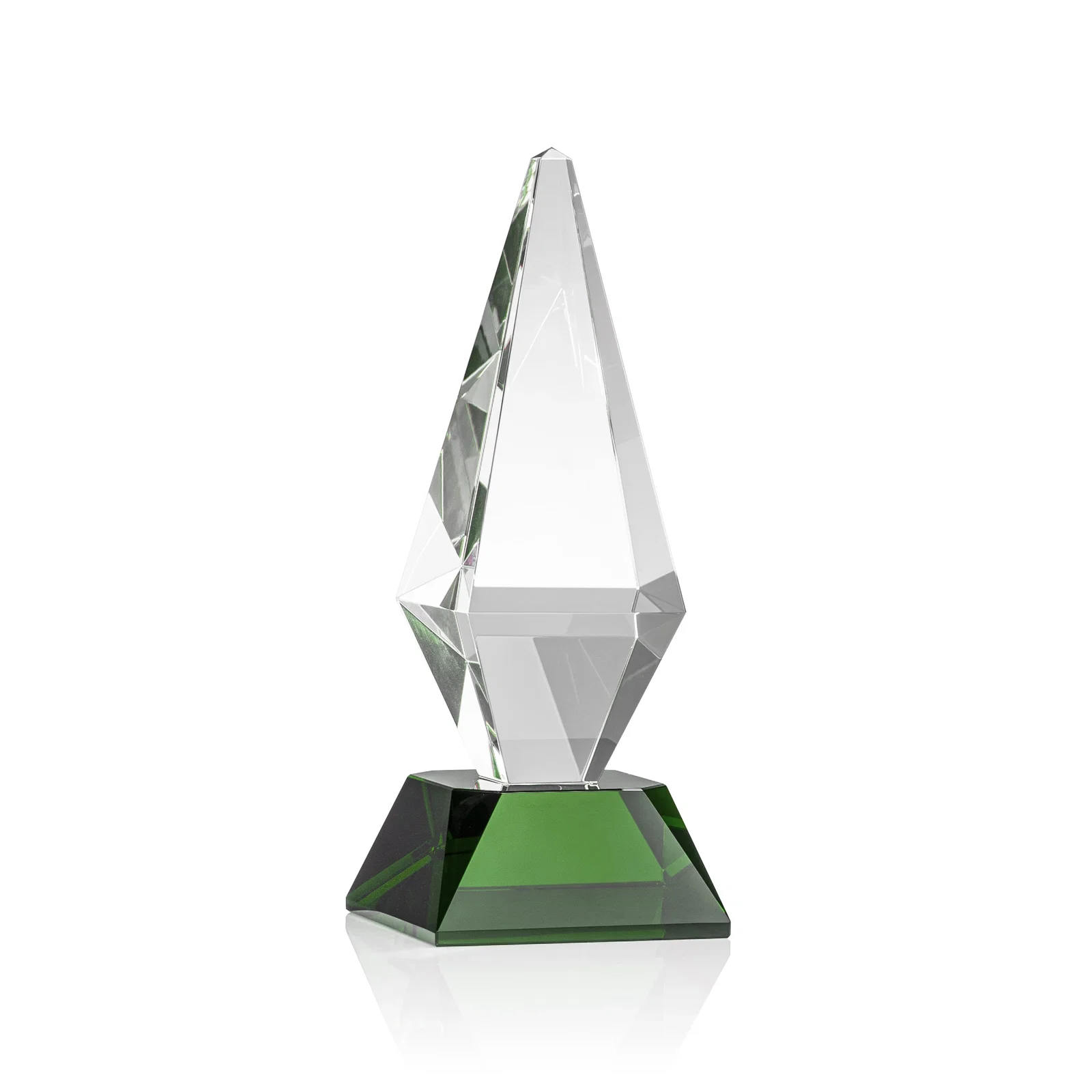 Personalized Optical Crystal Diamond Award with Cascading Bevels on Thick Base for graduation ceremonies