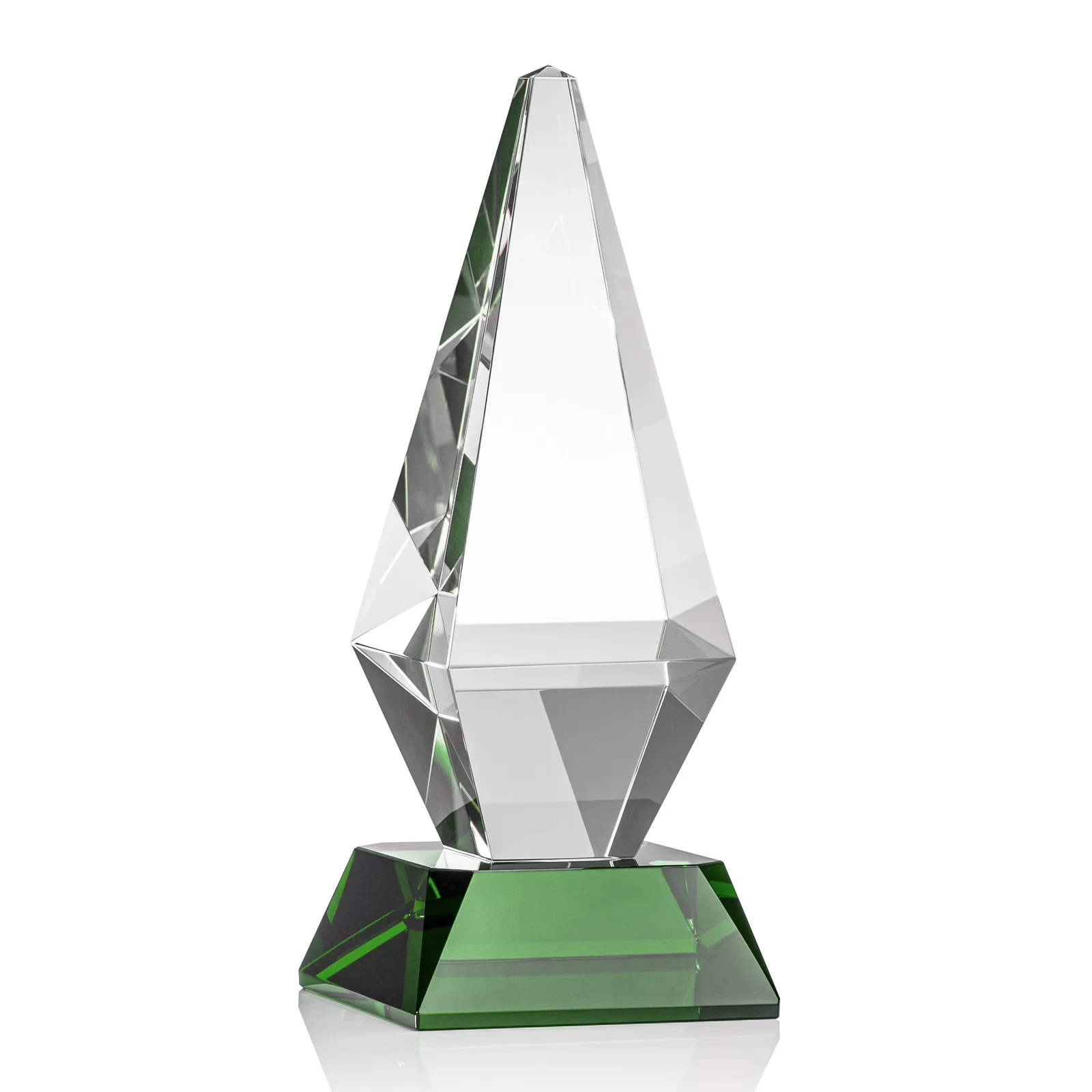 Personalized Optical Crystal Diamond Award with Cascading Bevels on Thick Base for volunteer appreciation