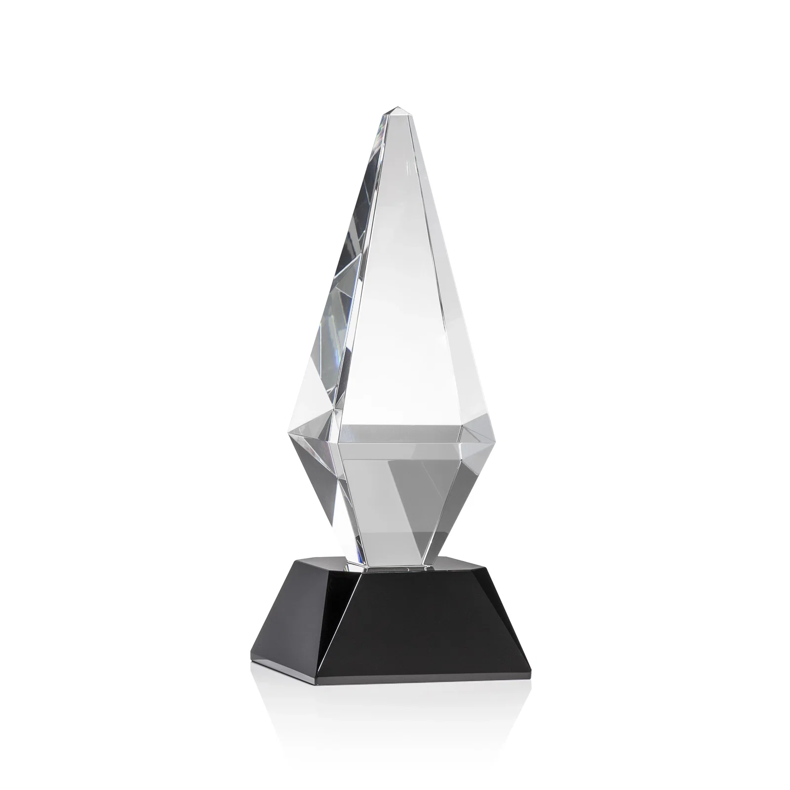 Personalized Optical Crystal Diamond Award with Cascading Bevels on Thick Base for dealer and partner awards