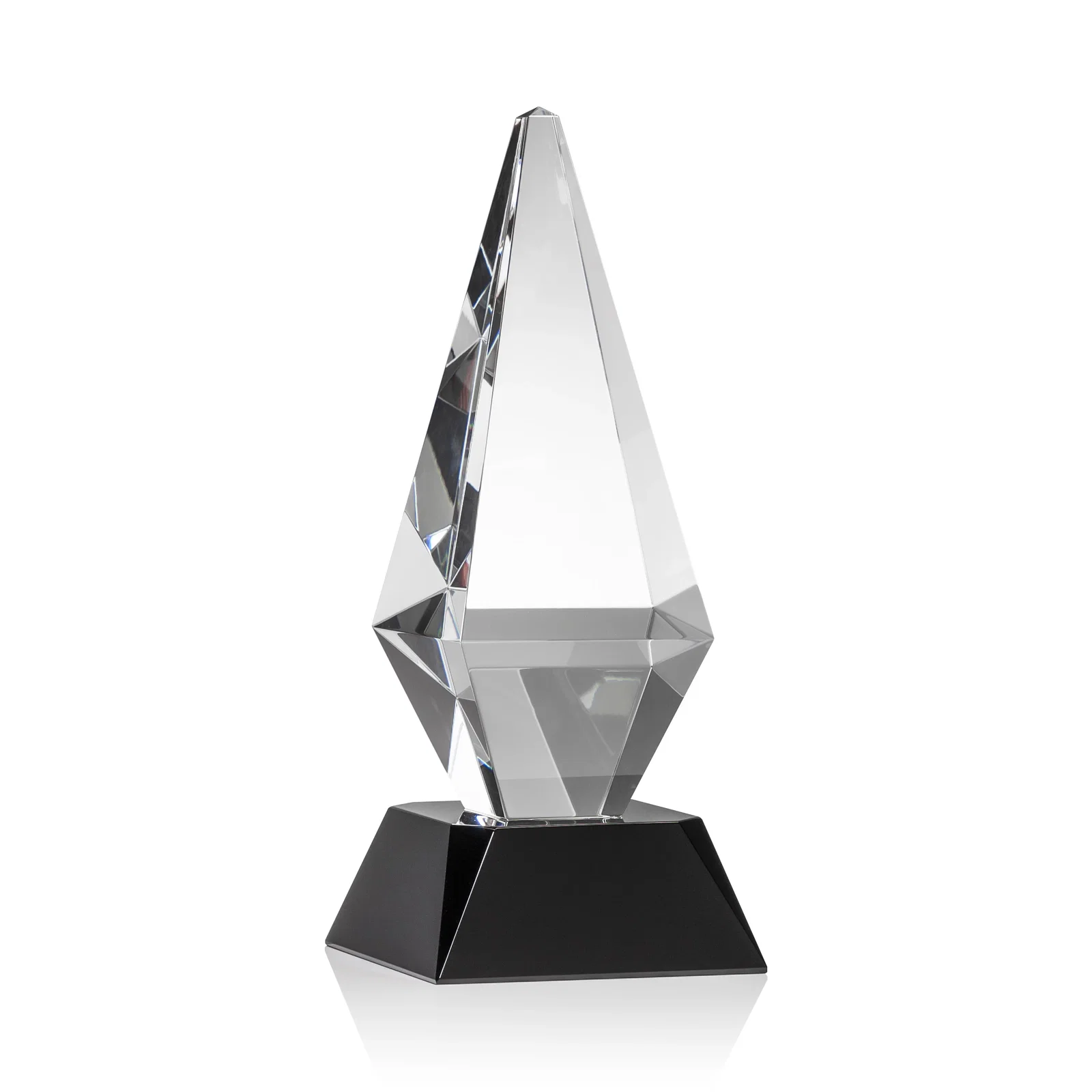 Personalized Optical Crystal Diamond Award with Cascading Bevels on Thick Base for company anniversary events
