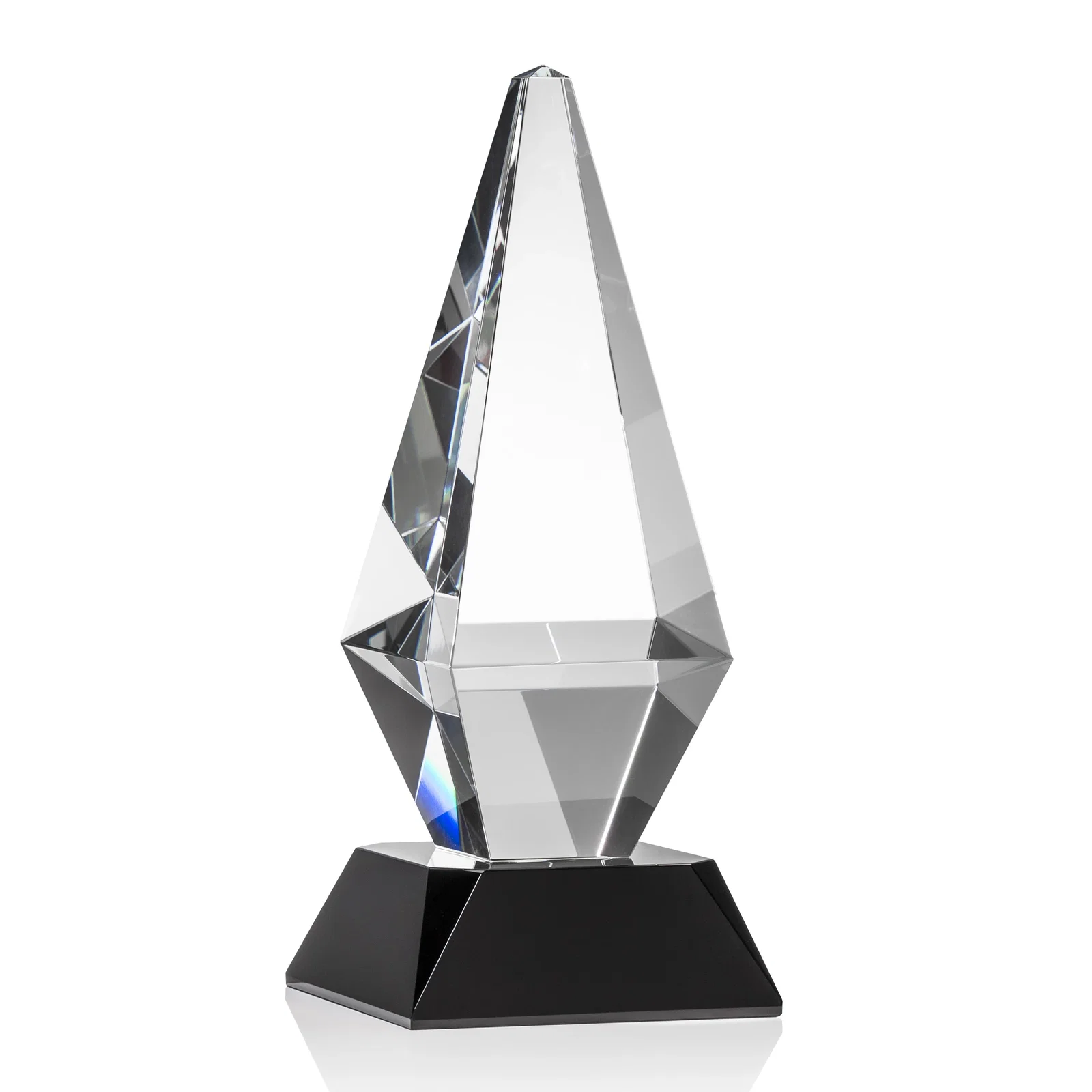 Promotional Optical Crystal Diamond Award with Cascading Bevels on Thick Base for employee recognition